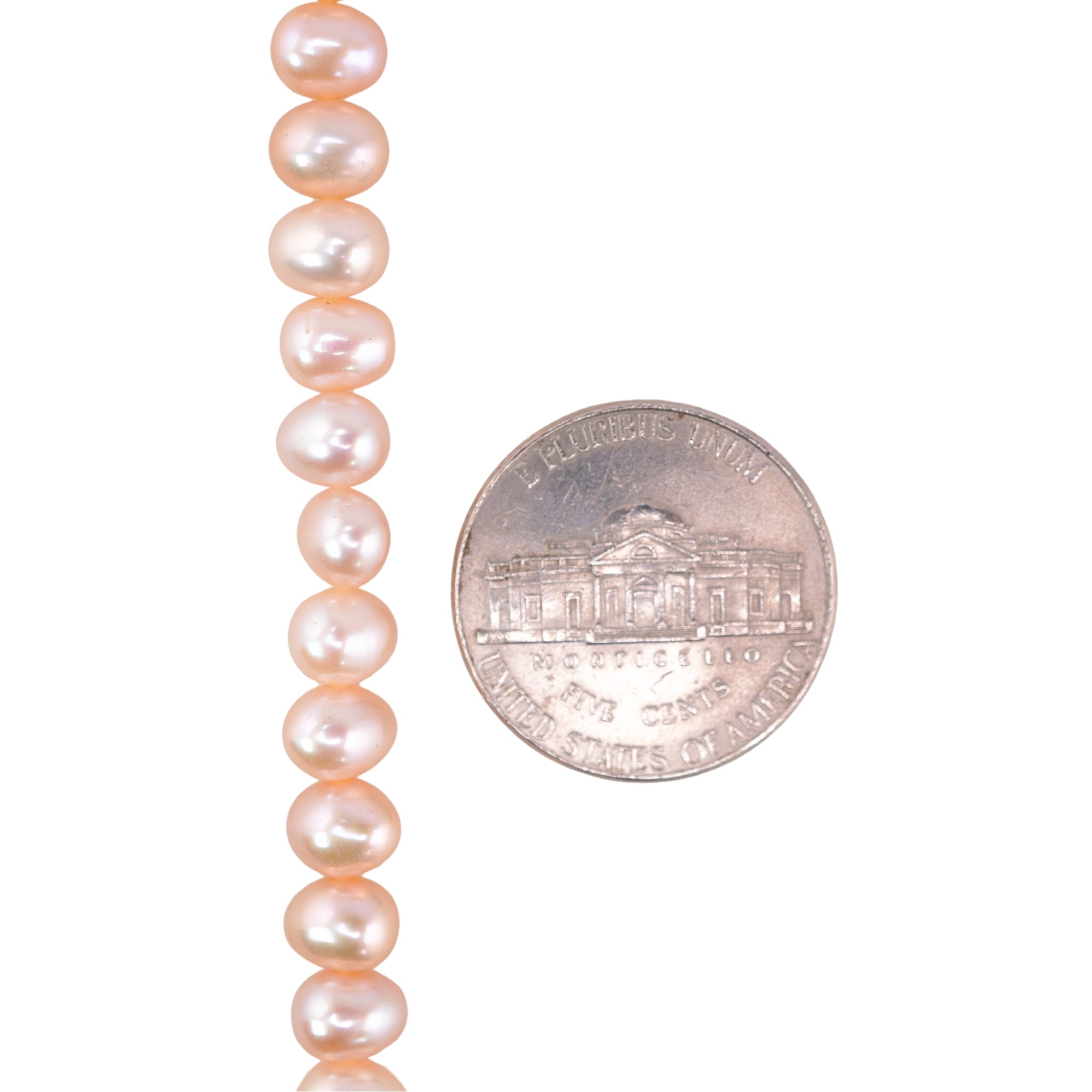 Peach Near Round Freshwater Pearls Beads