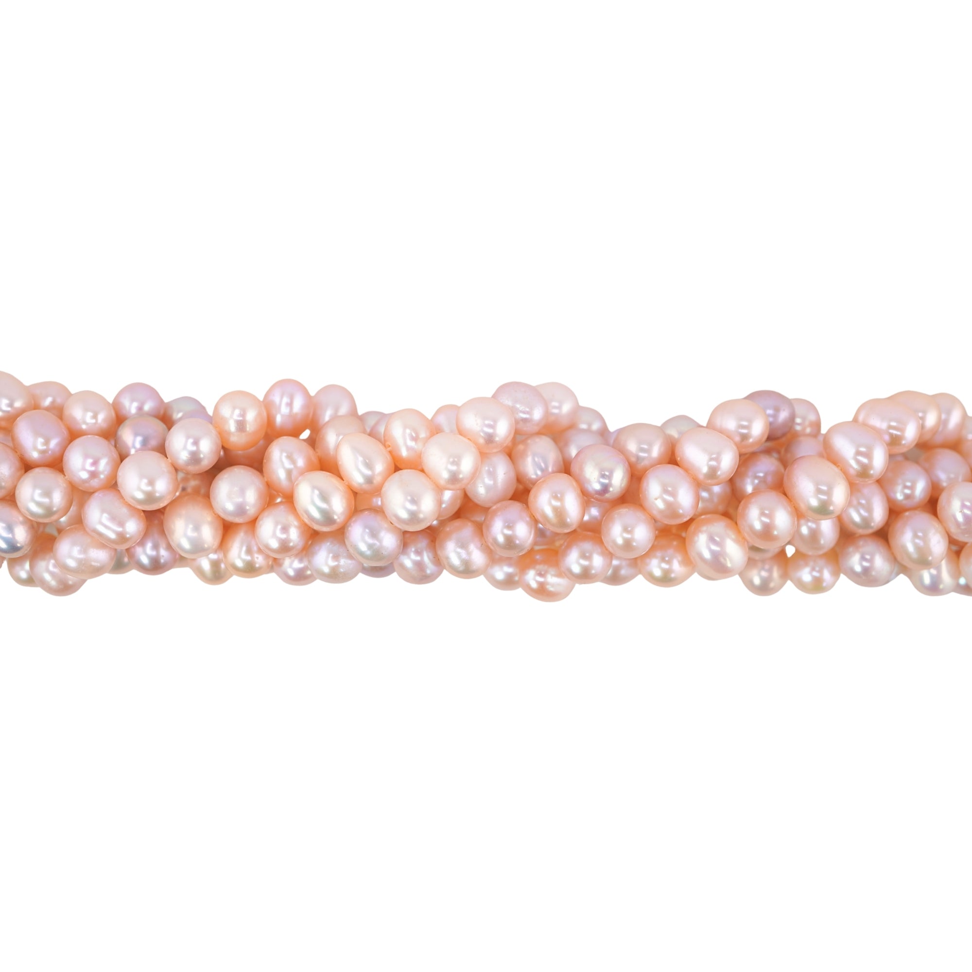 Peach Near Round Freshwater Pearls Beads