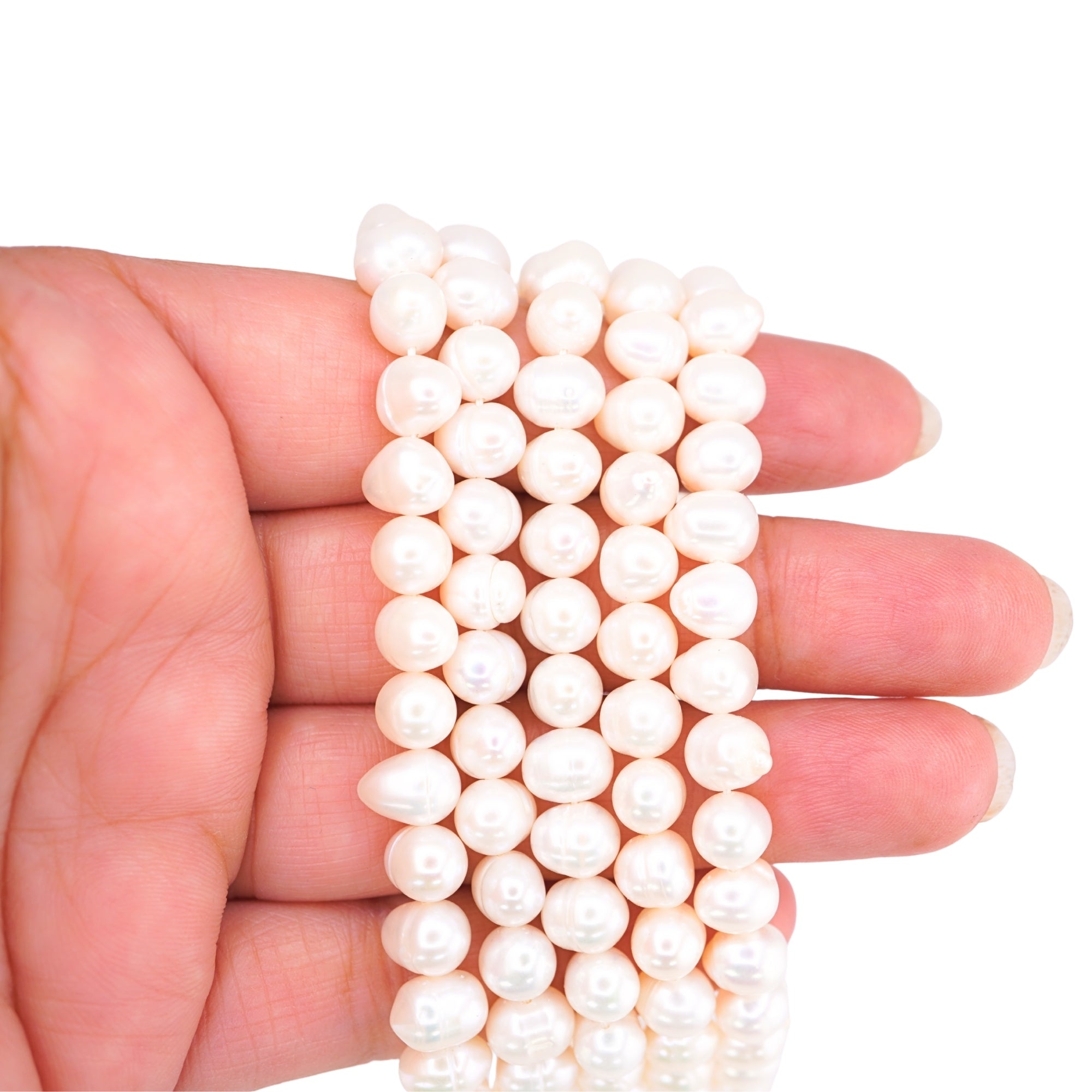 White Oval Freshwater Pearls Beads