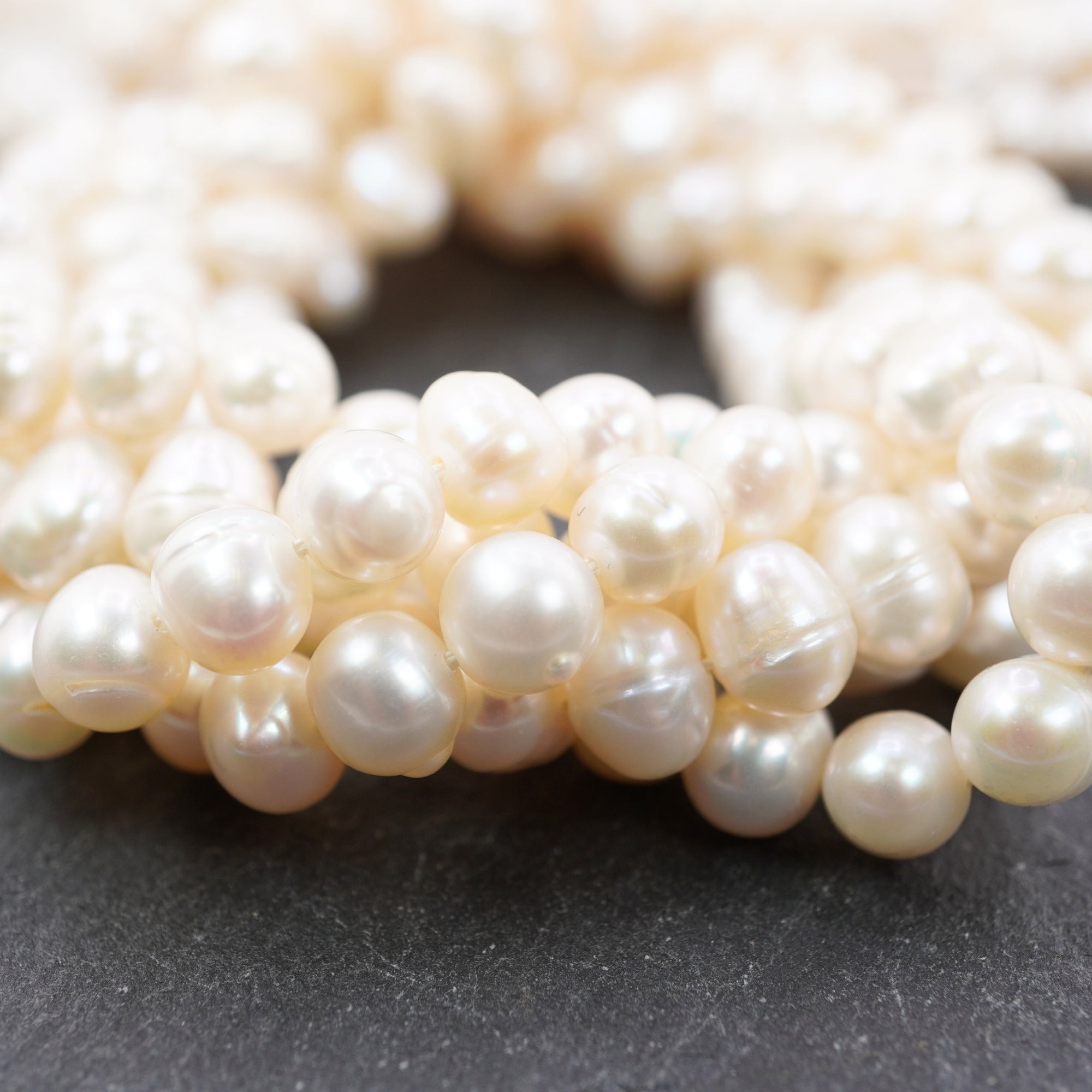 White Oval Freshwater Pearls Beads