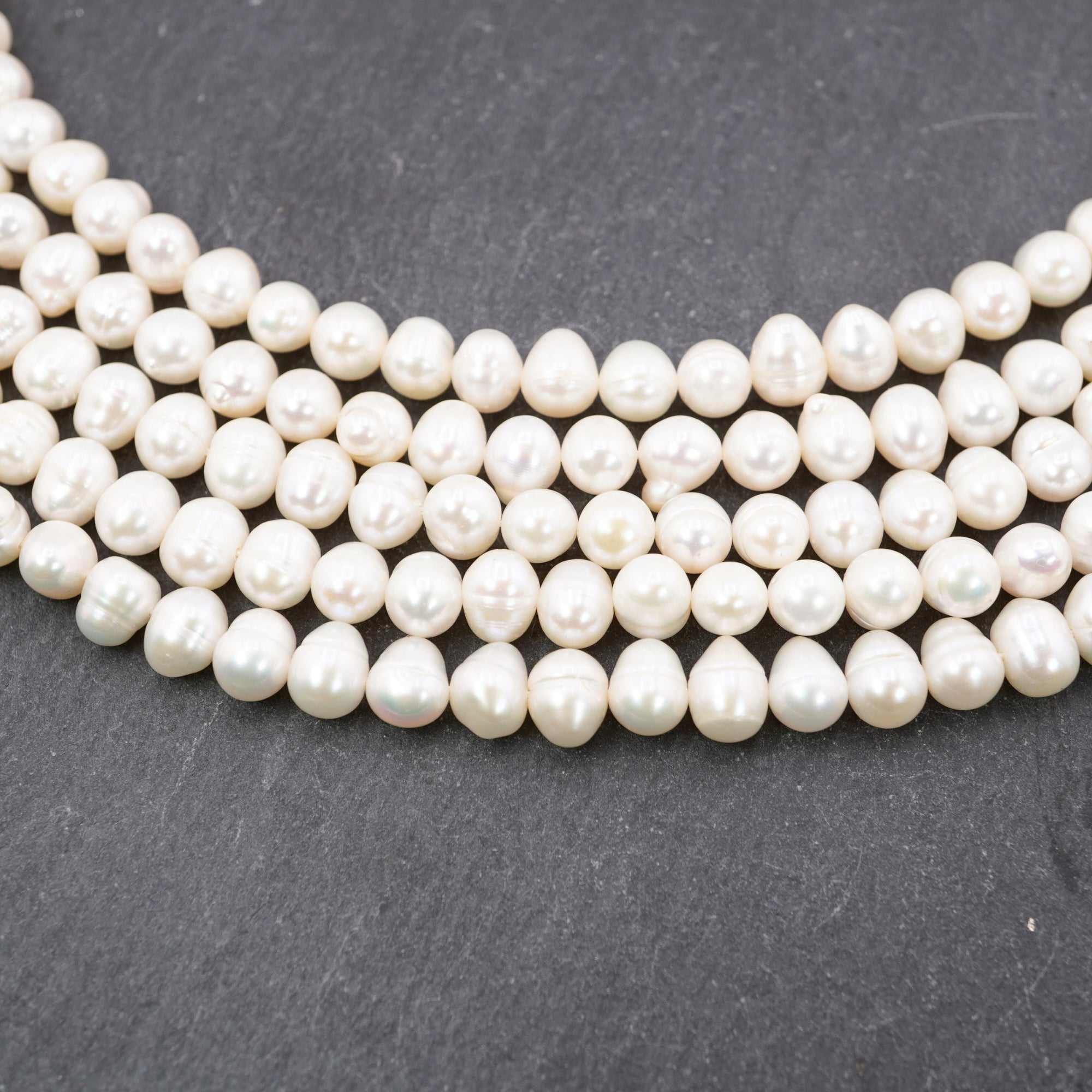 White Oval Freshwater Pearls Beads
