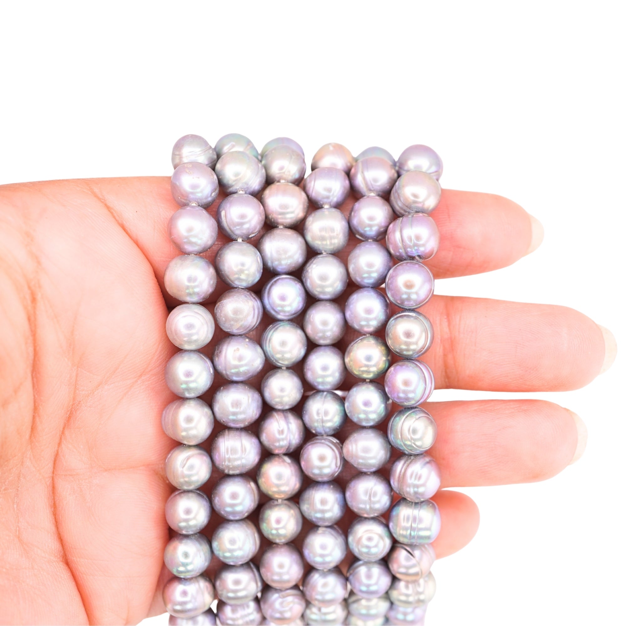 Peacock Near Round Freshwater Pearls Beads