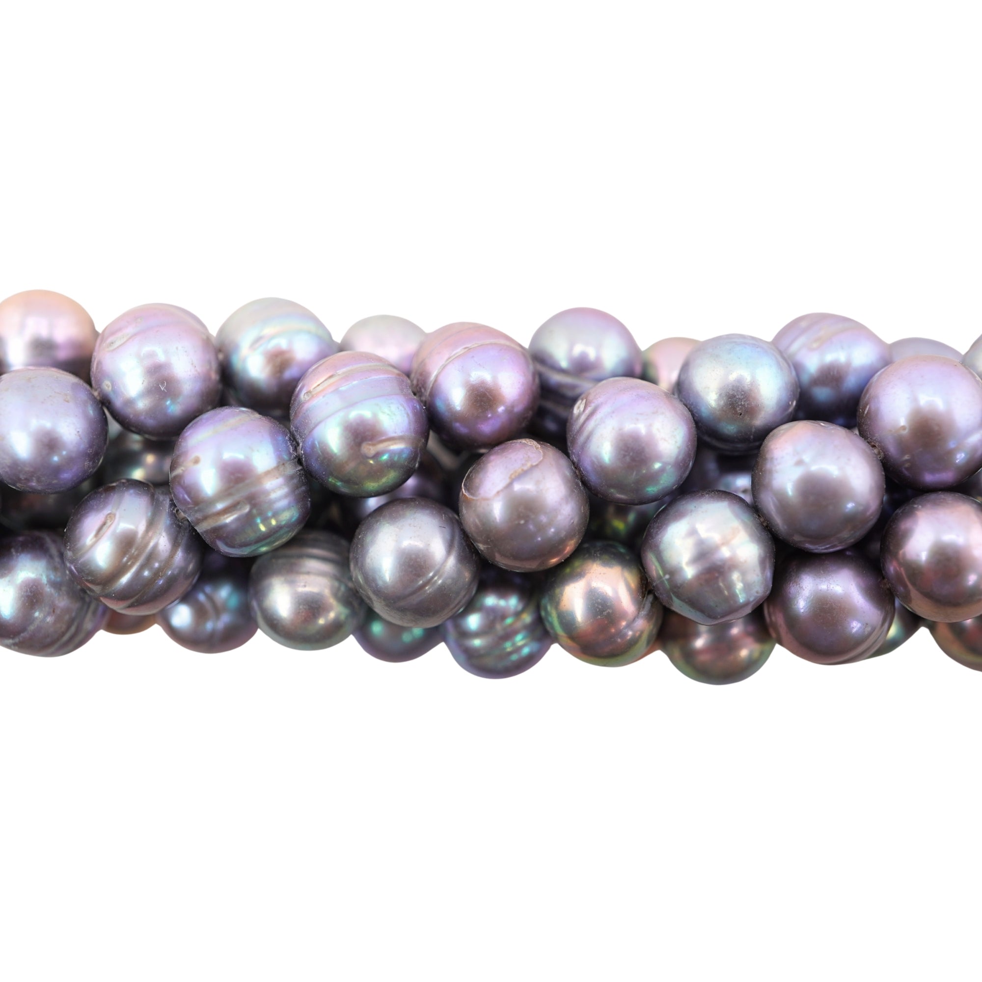 Peacock Near Round Freshwater Pearls Beads