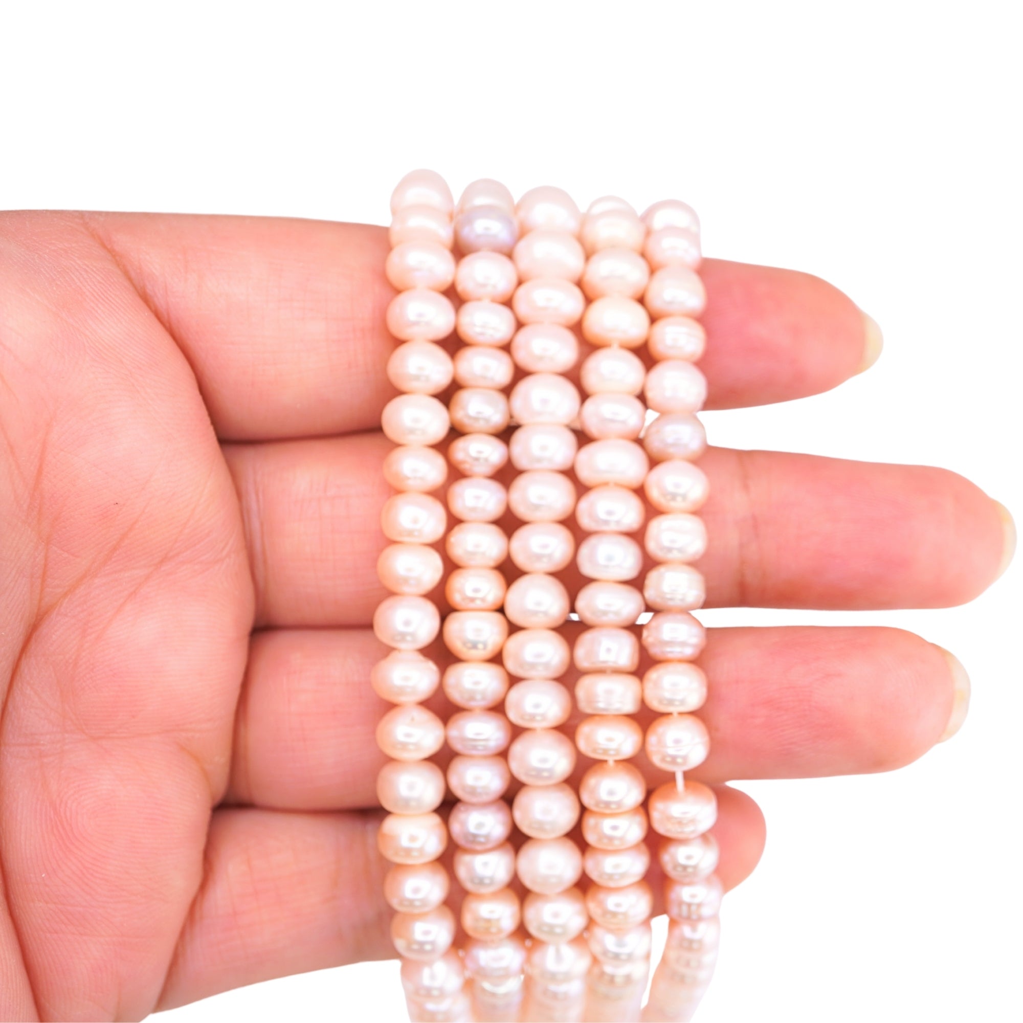 Peach Near Round Freshwater Pearls Beads
