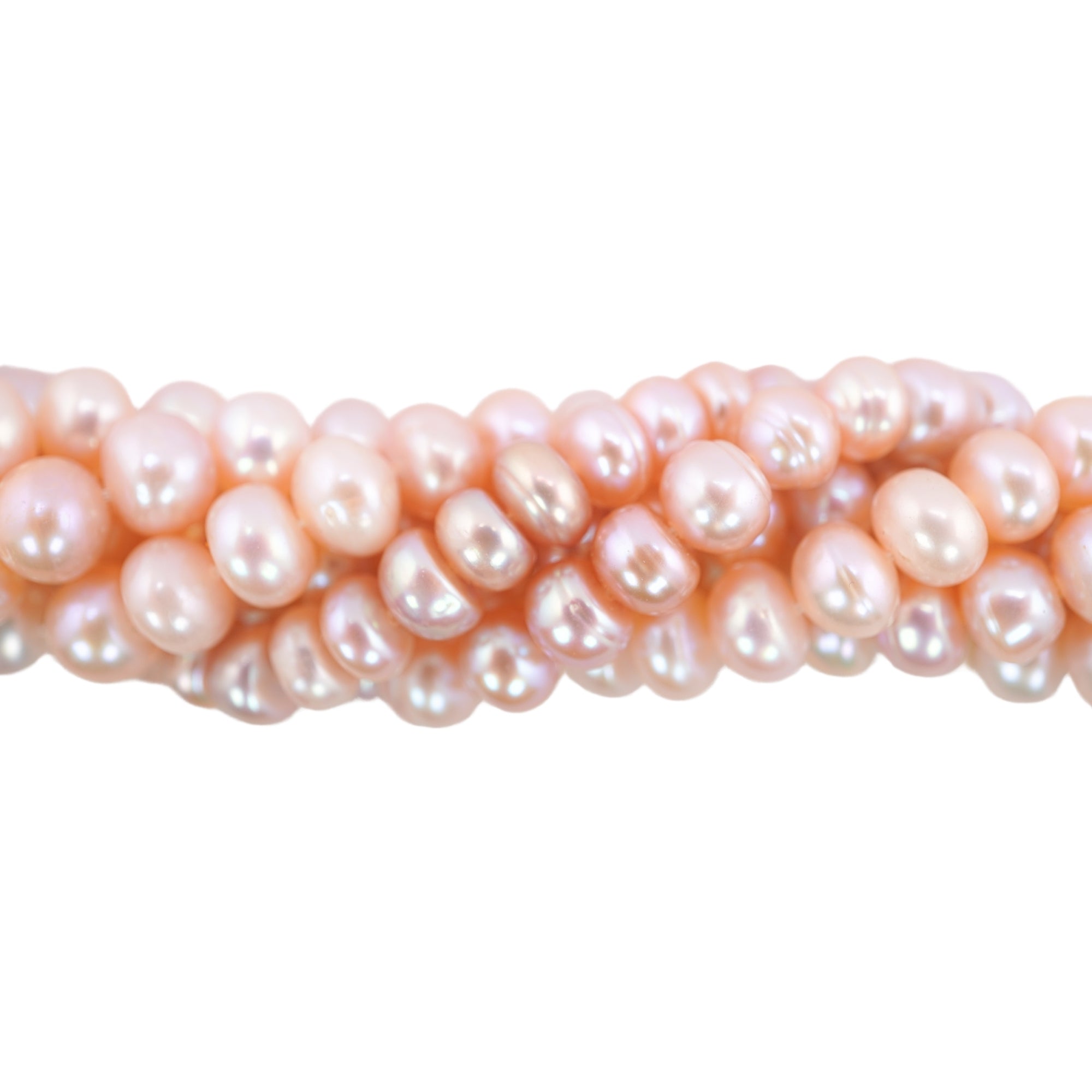 Peach Near Round Freshwater Pearls Beads