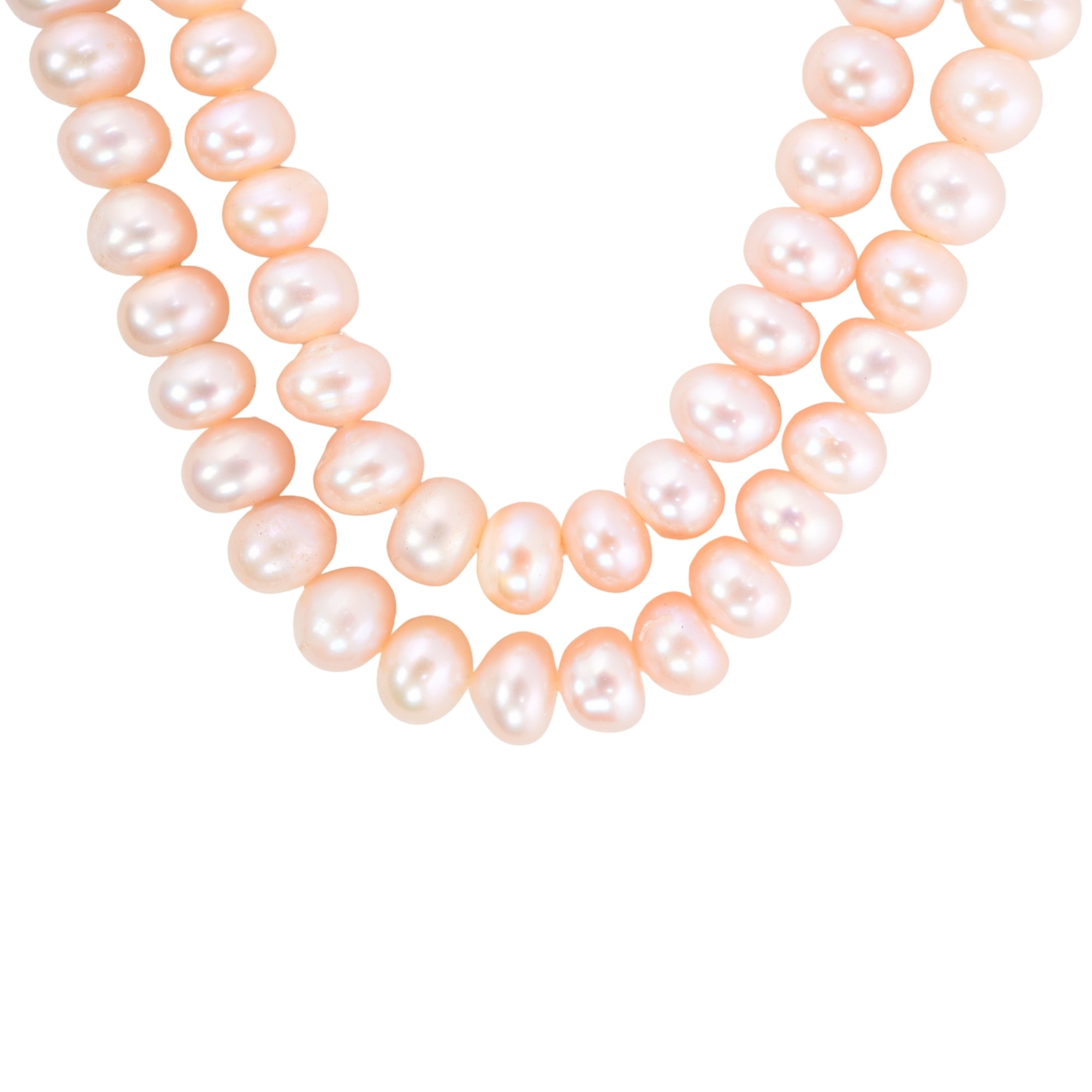 Peach Near Round Freshwater Pearls Beads