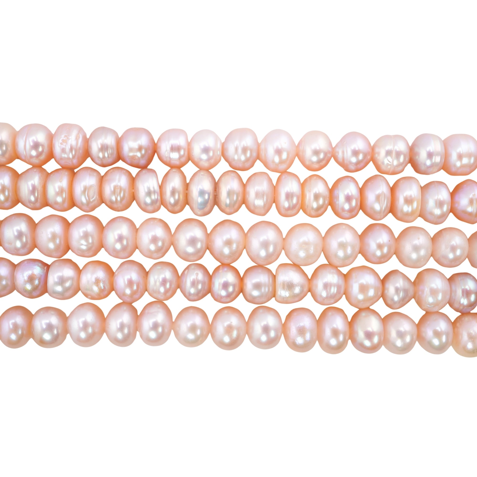 Peach Near Round Freshwater Pearls Beads