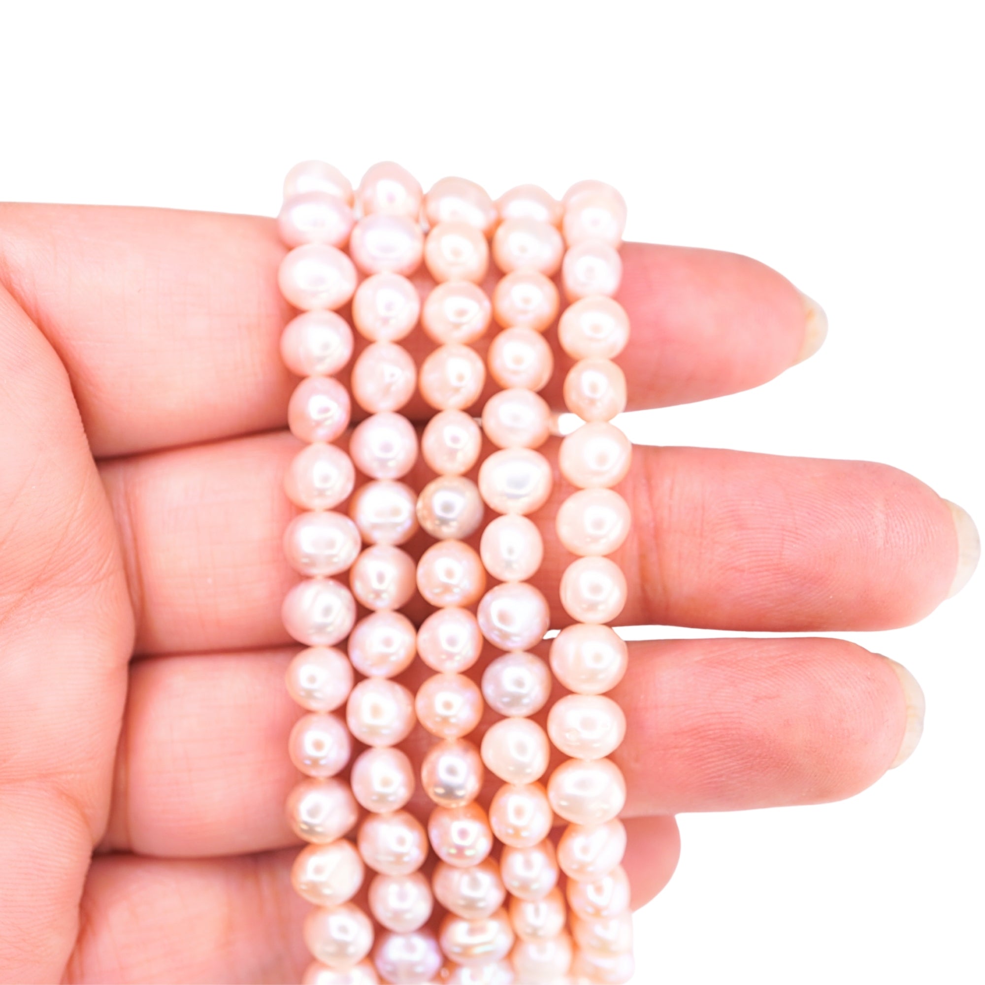 Peach Near Round Freshwater Pearls Beads