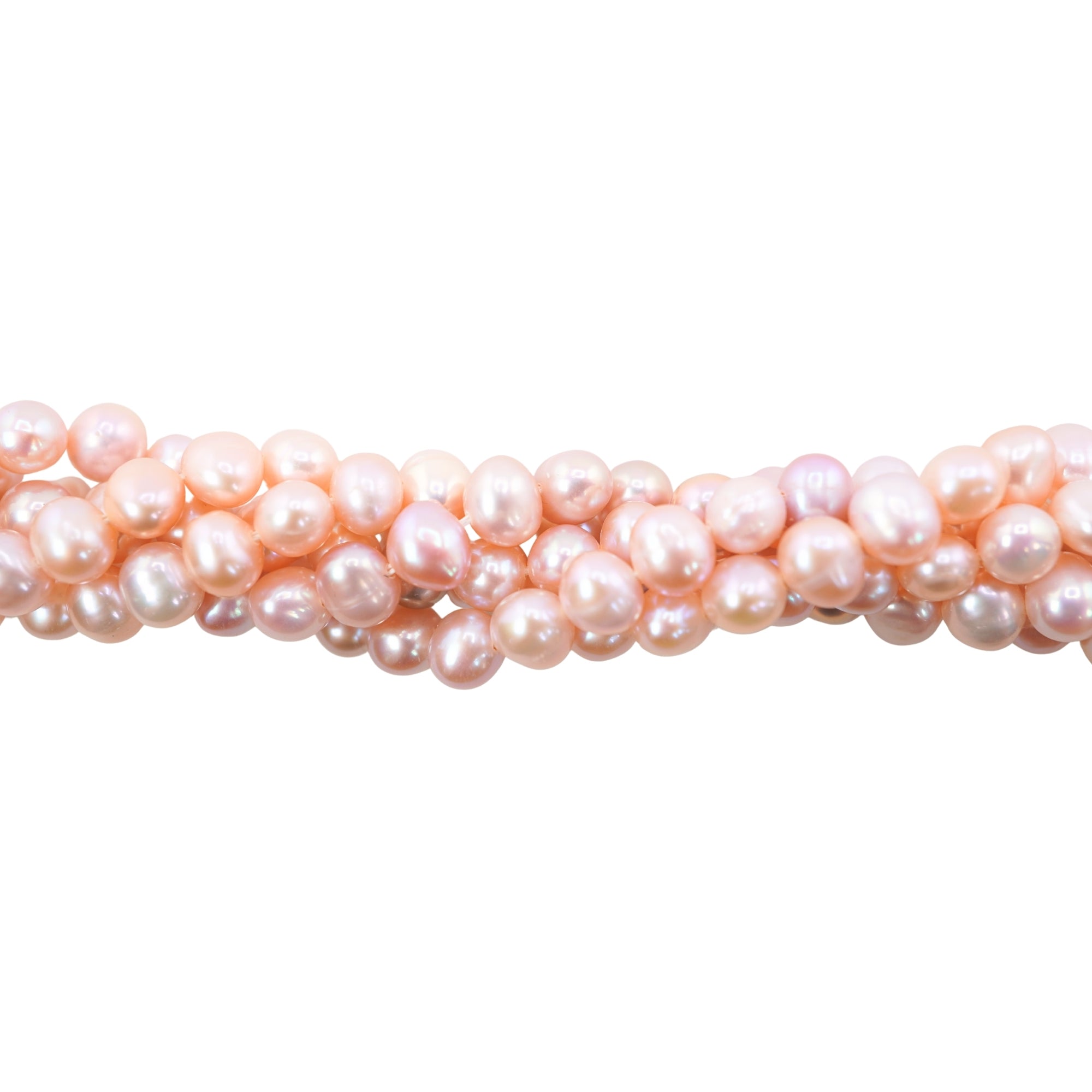 Peach Near Round Freshwater Pearls Beads