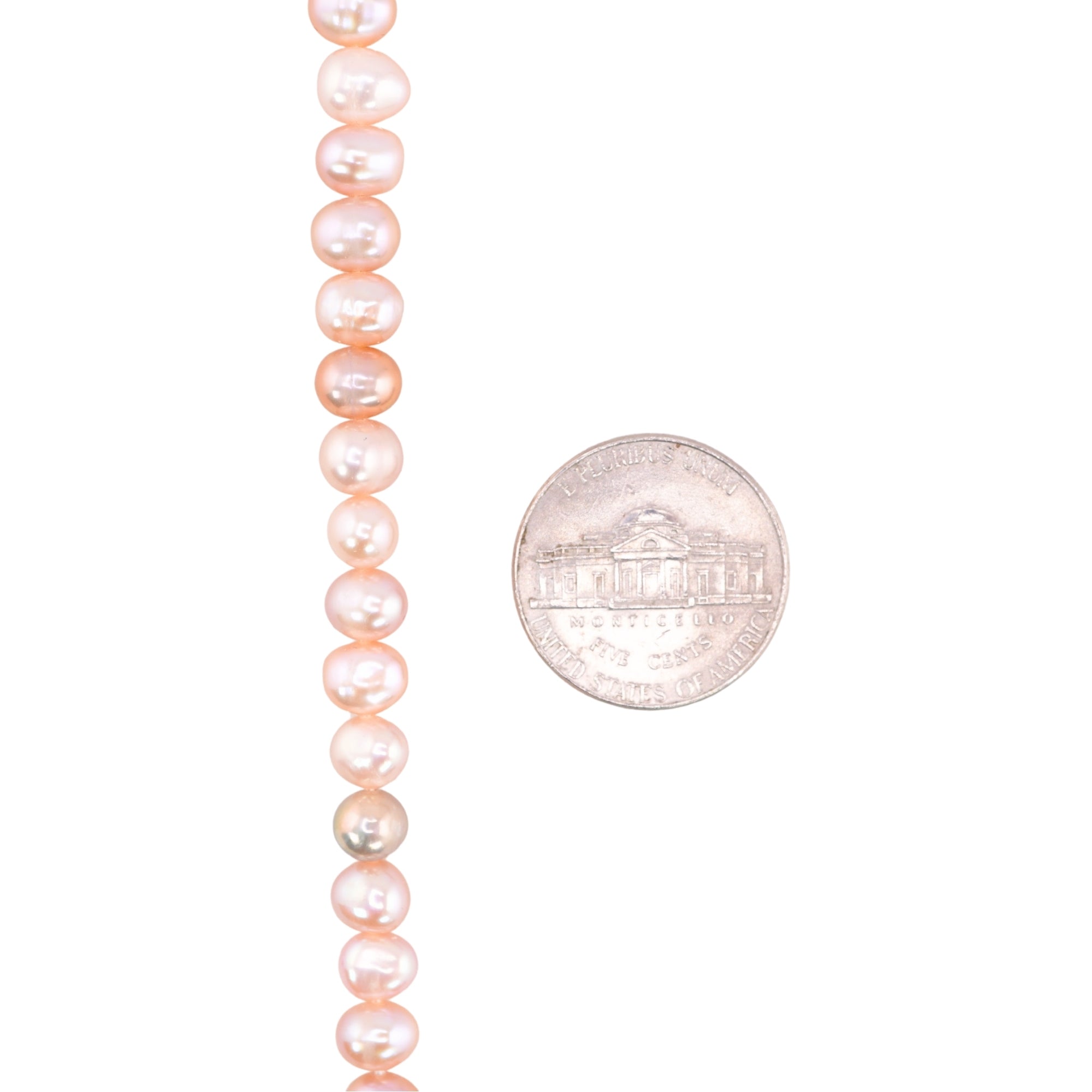 Peach Near Round Freshwater Pearls Beads