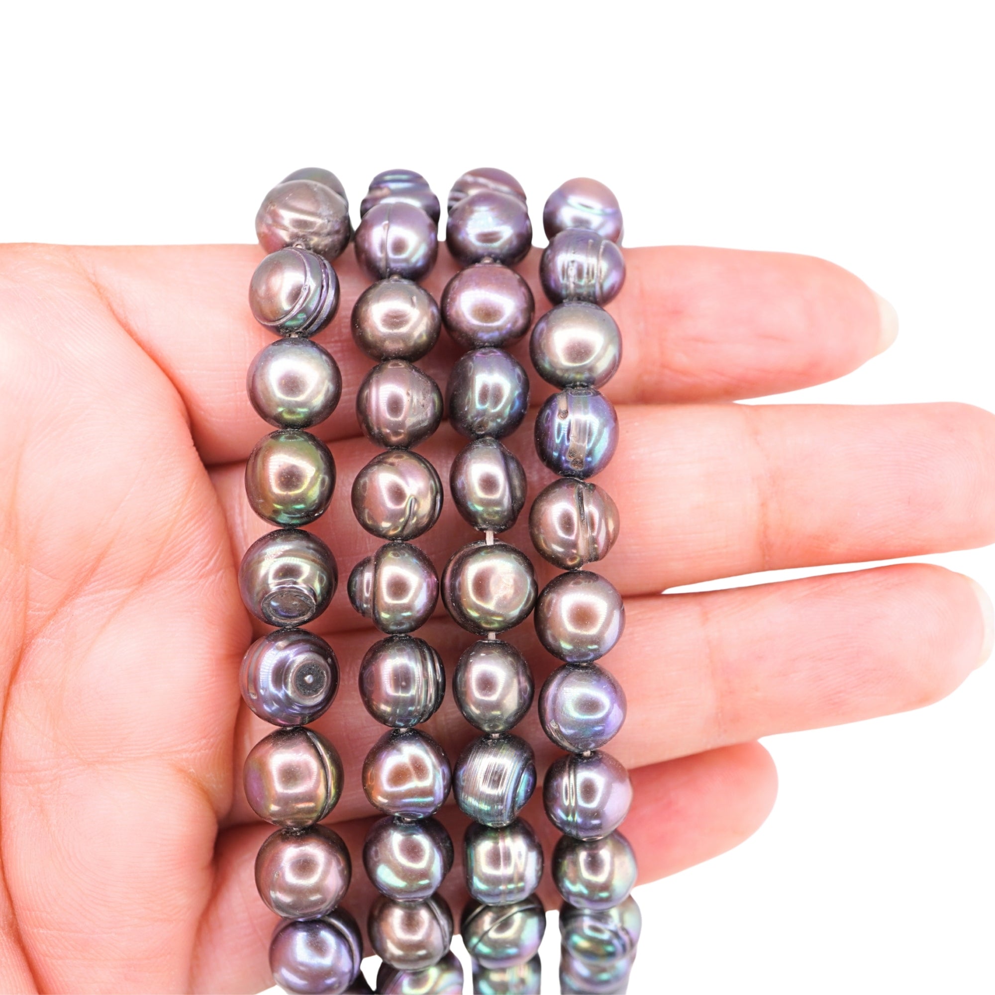 Peacock Near Round Freshwater Pearls Beads