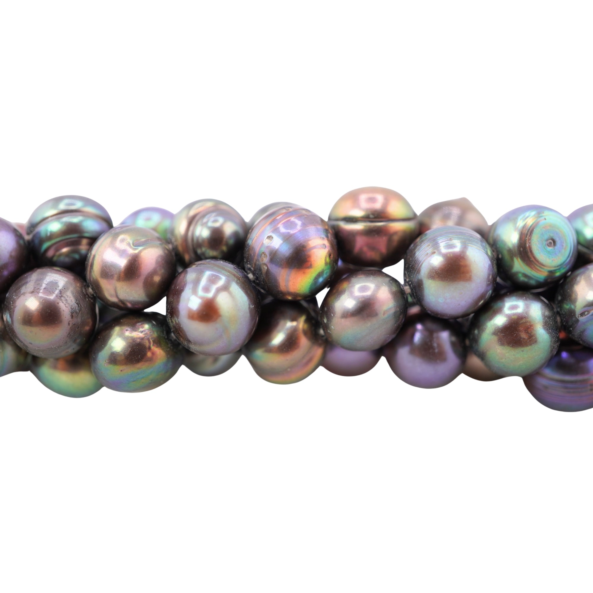 Peacock Near Round Freshwater Pearls Beads