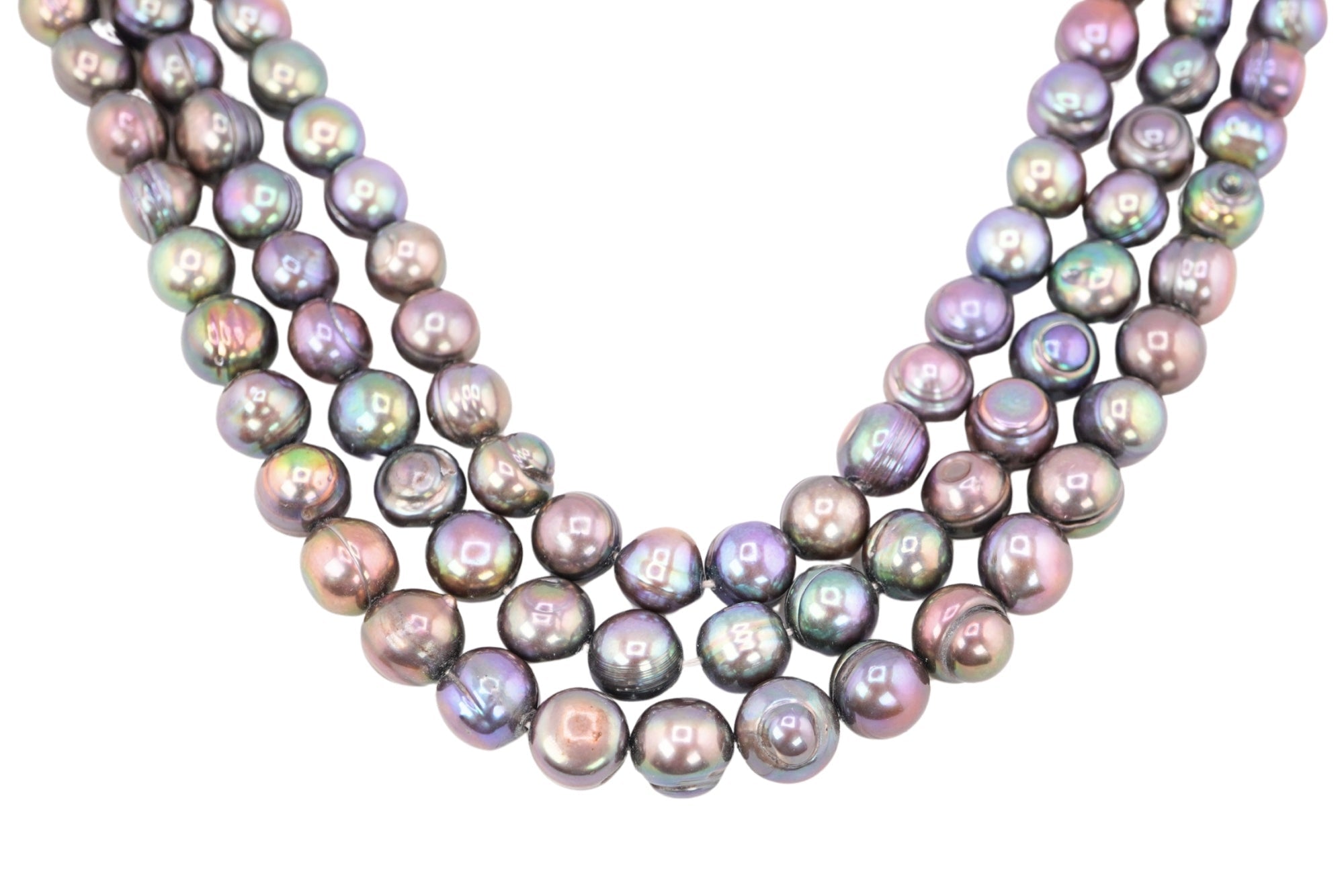 Peacock Near Round Freshwater Pearls Beads