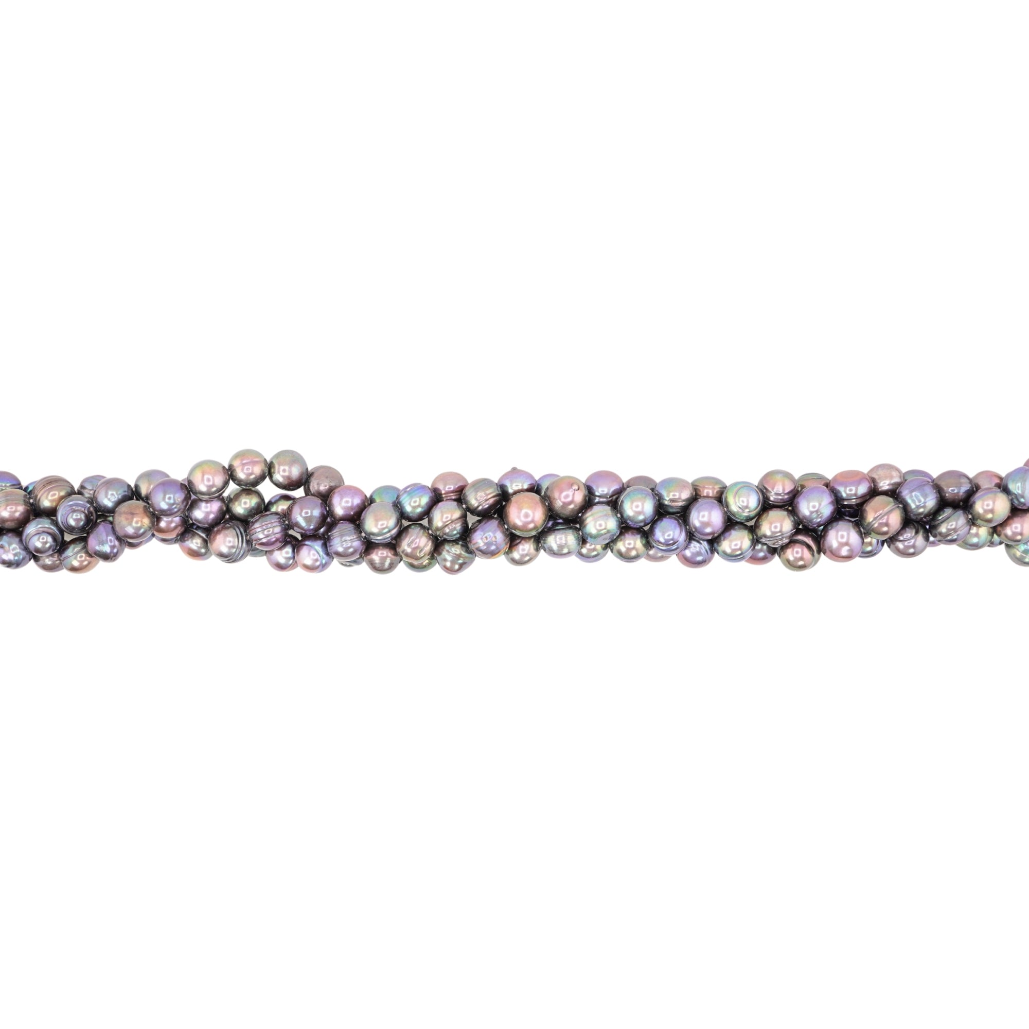 Peacock Near Round Freshwater Pearls Beads