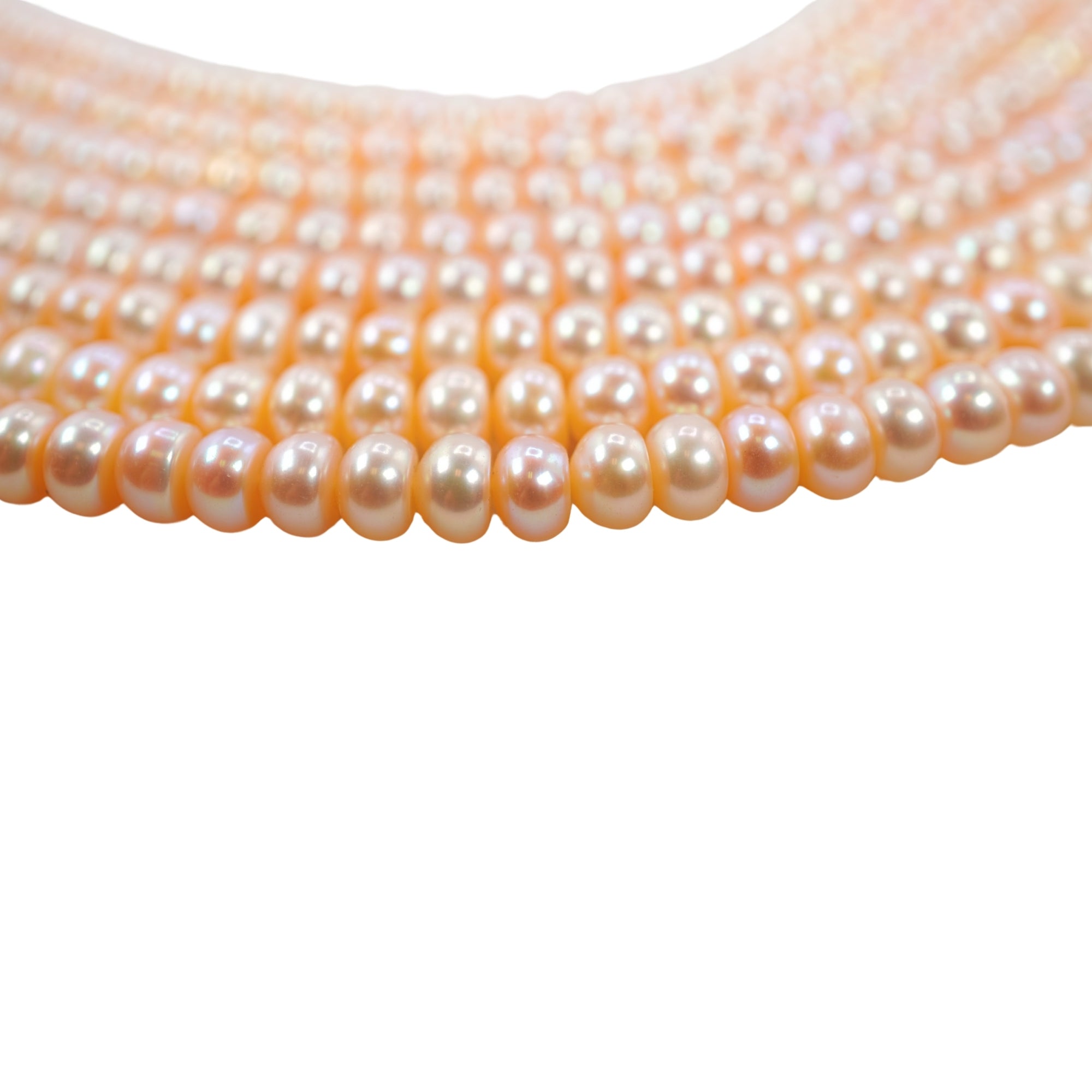 Peach Button Freshwater Pearls Beads