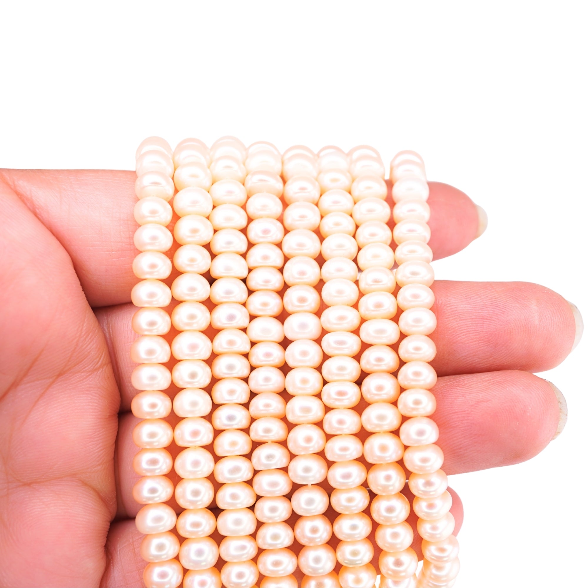 Peach Button Freshwater Pearls Beads