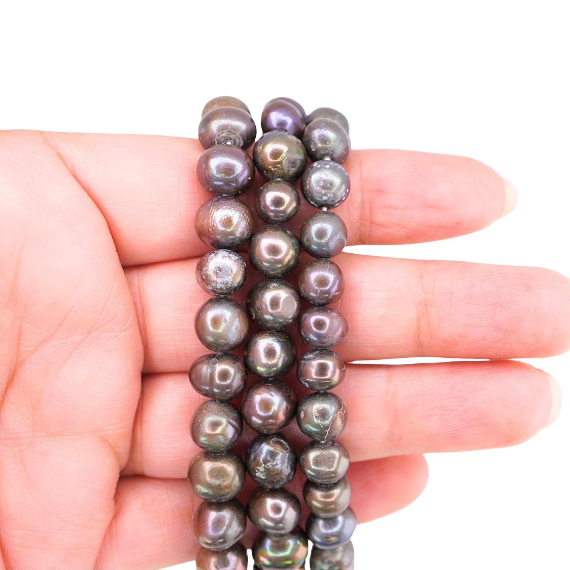 Peacock Near Round Freshwater Pearls Beads