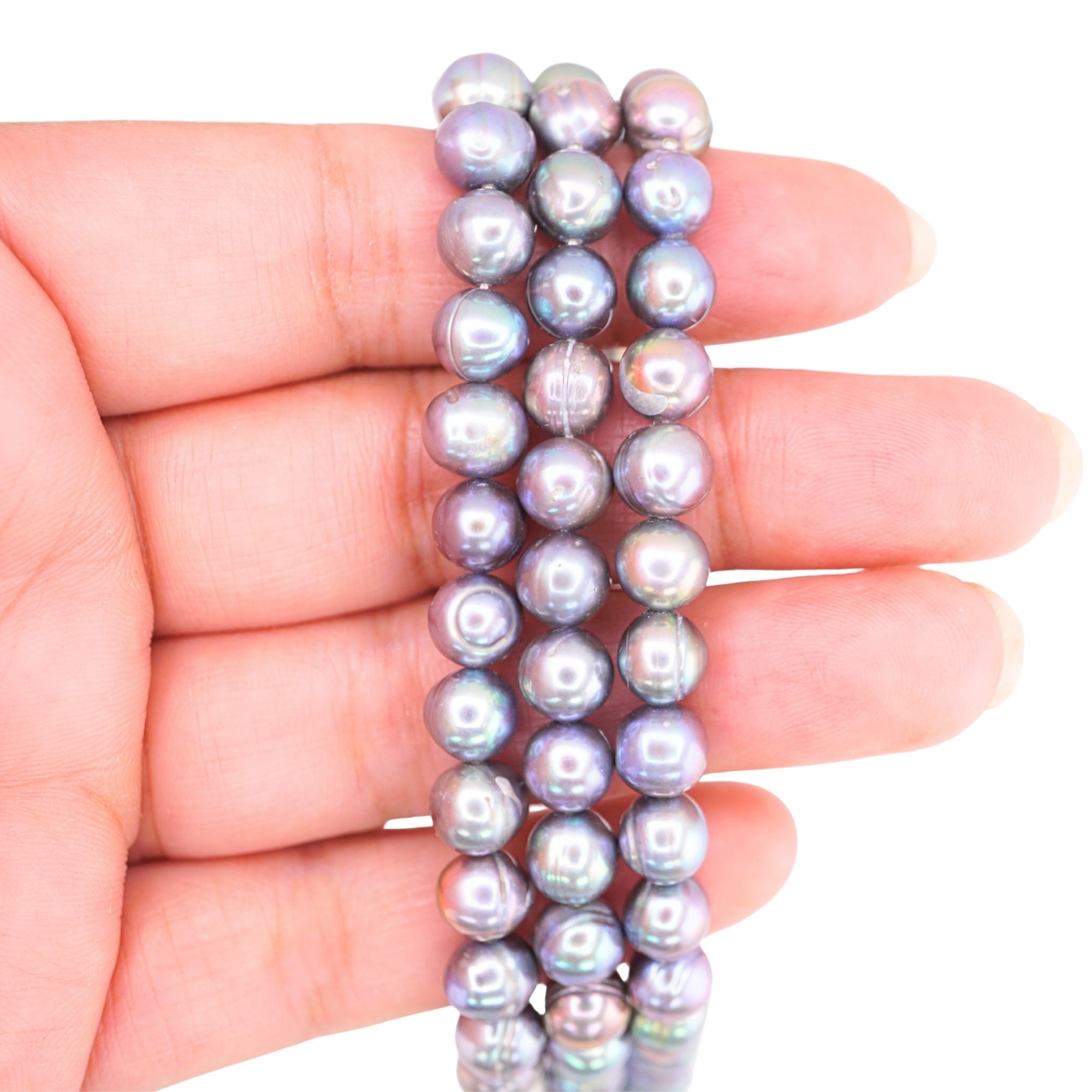 Peacock Near Round Freshwater Pearls Beads