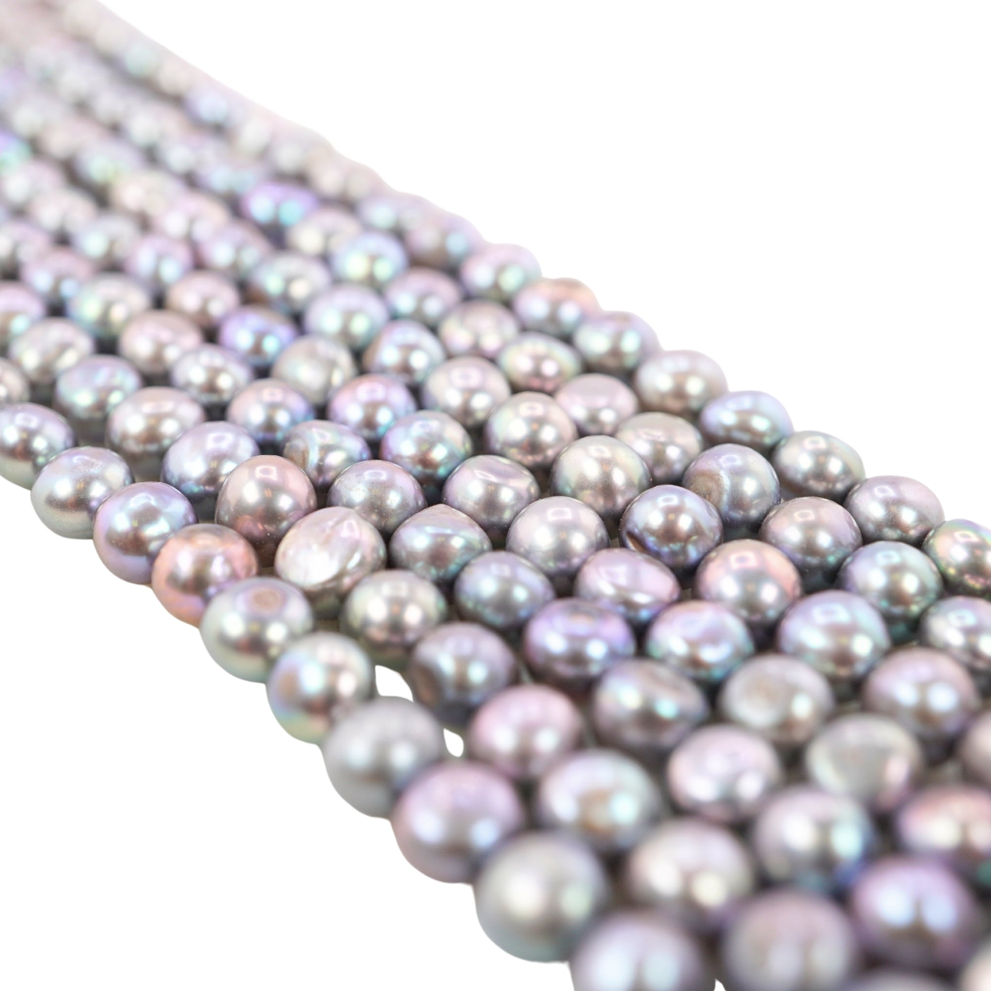 Peacock Near Round Freshwater Pearls Beads