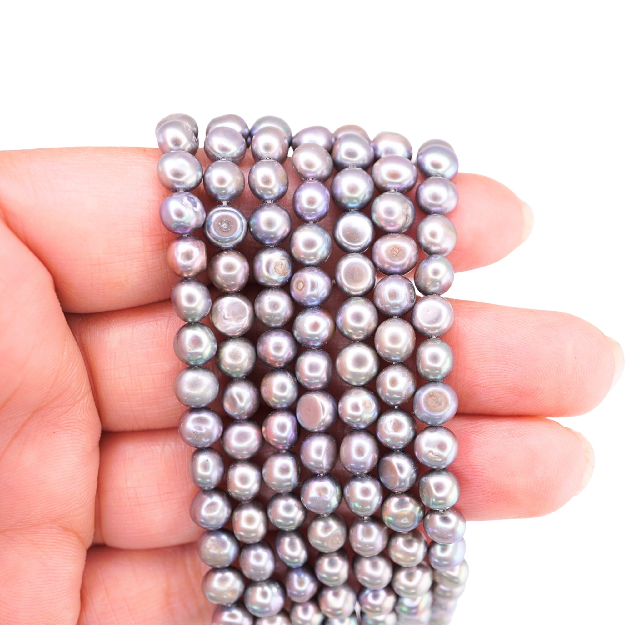 Peacock Near Round Freshwater Pearls Beads