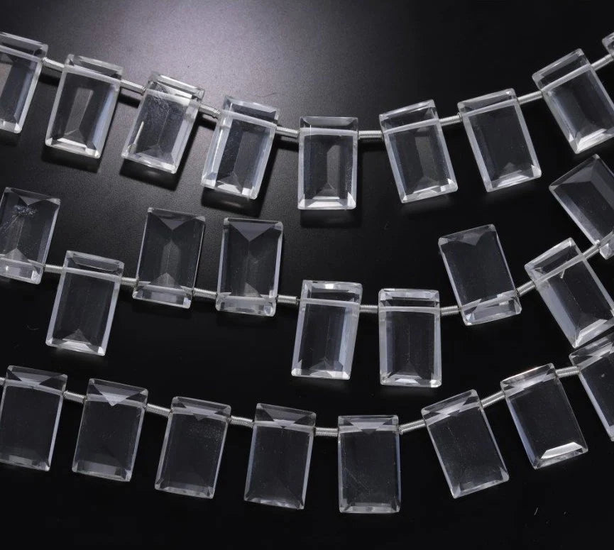 Faceted Crystal Quartz Rectangle Beads