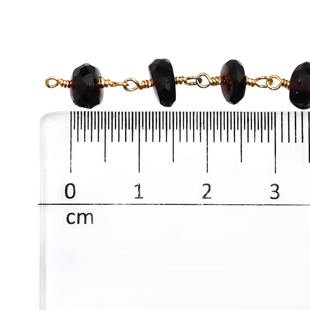 Faceted Garnet Stone Beads Wire Wrapped Chain