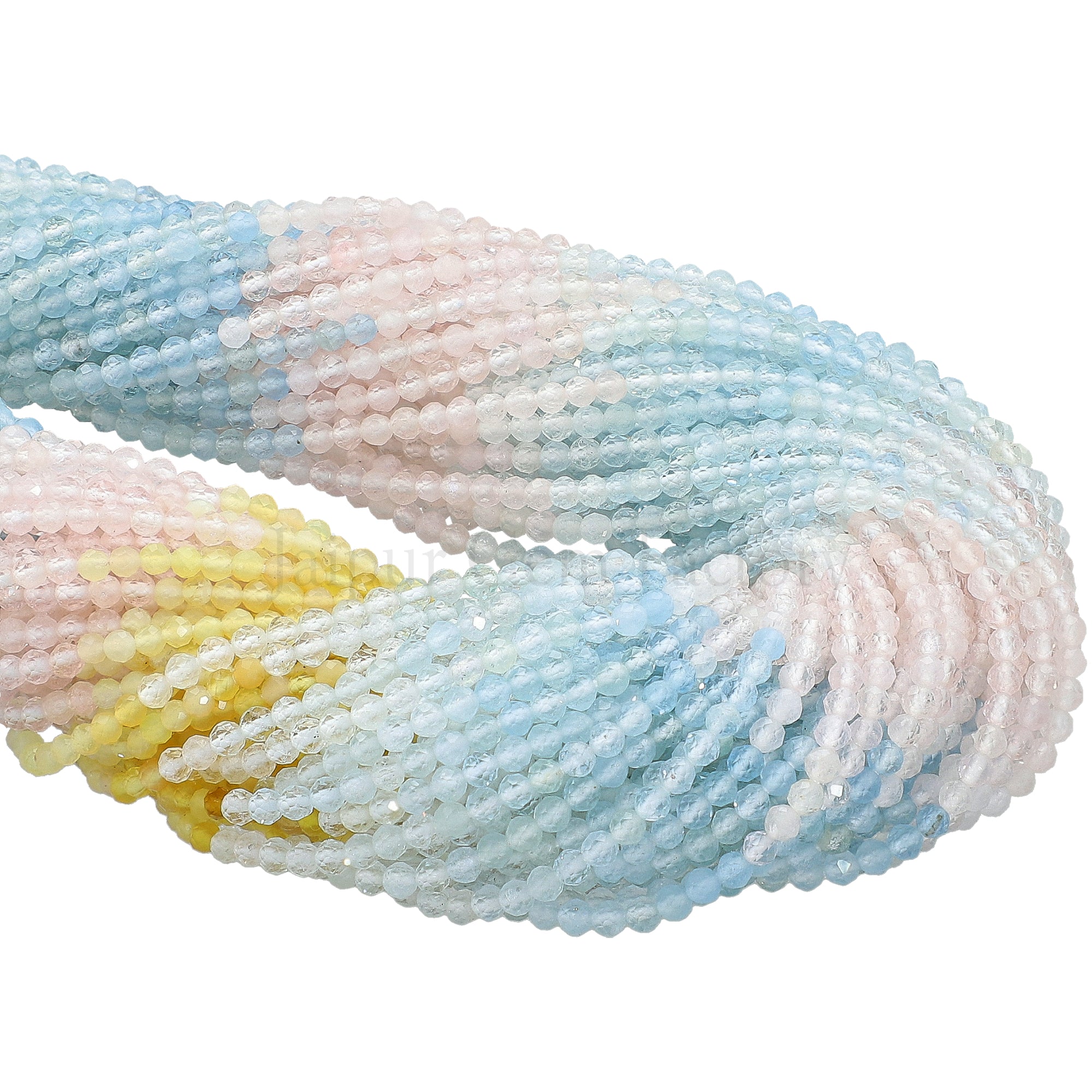 Faceted beryl beads round cut gemstone strand