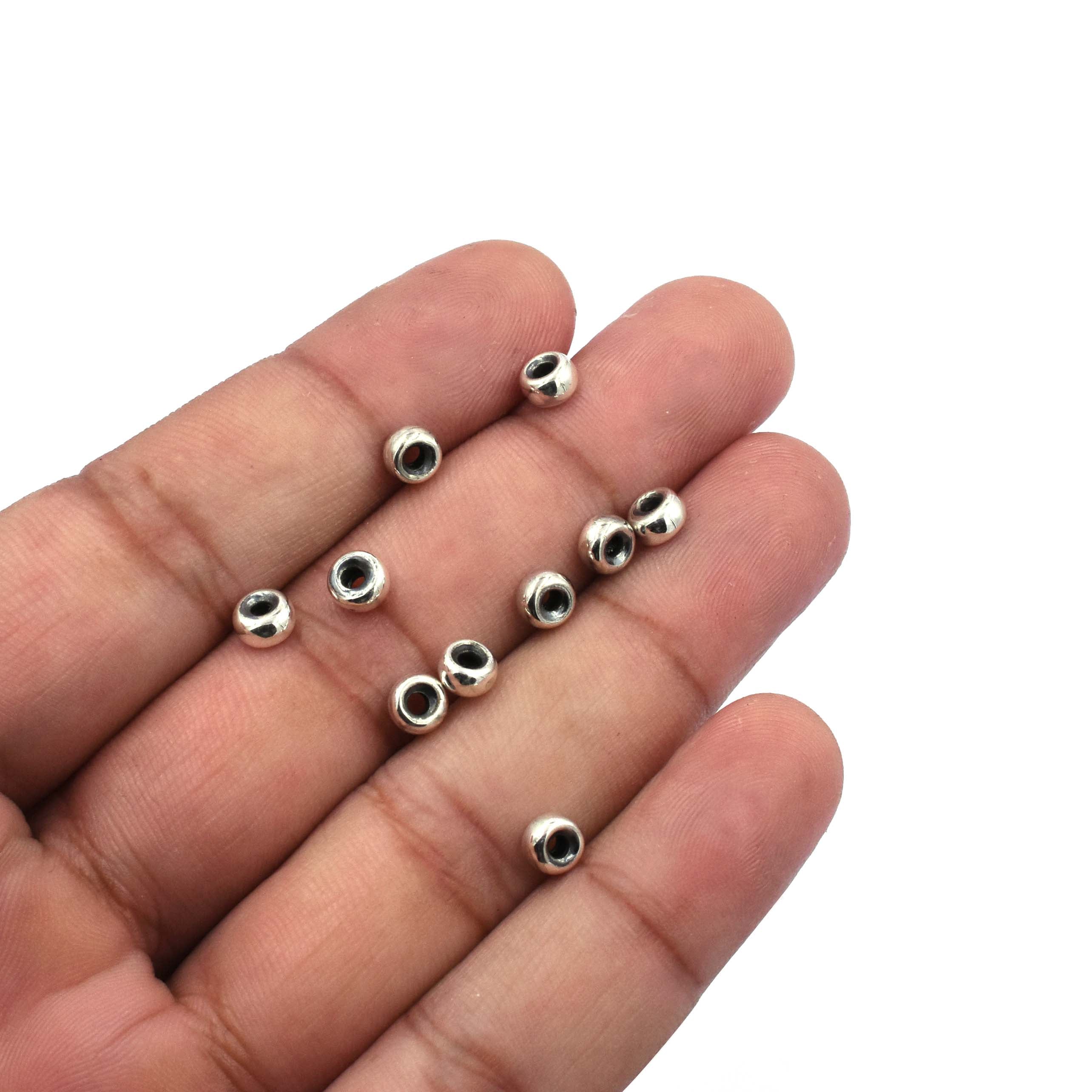 Flat sterling silver spacer for bracelets