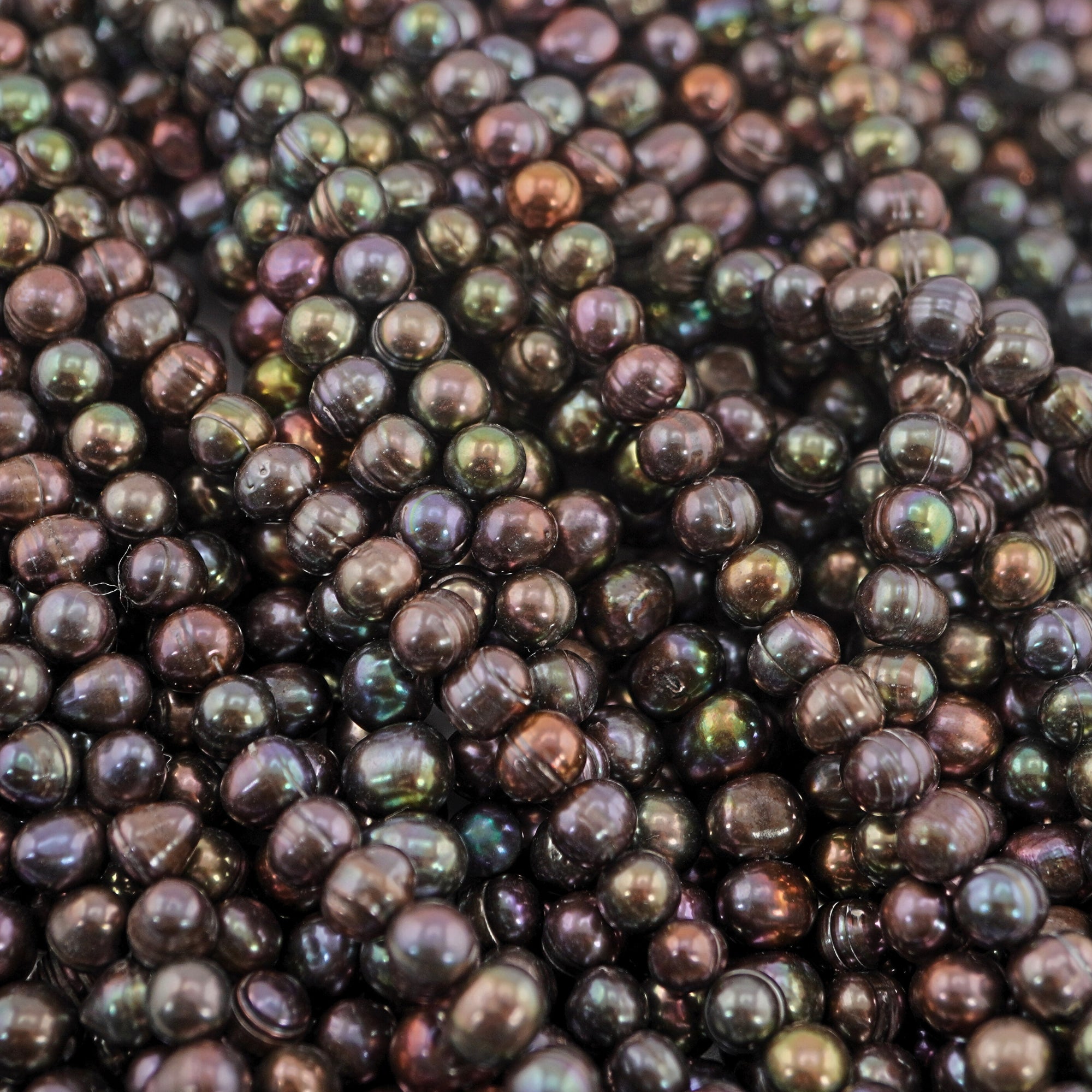 Freshwater beads in peacock tone