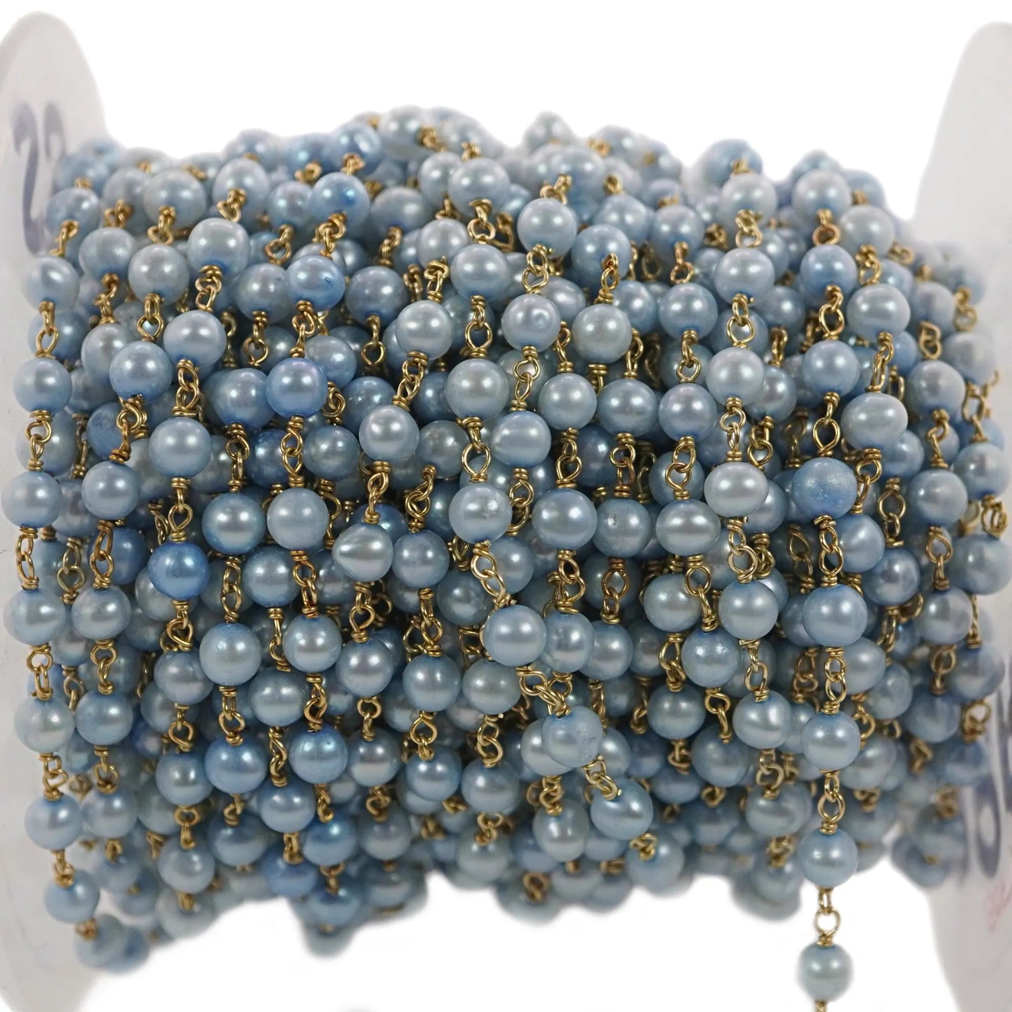 Freshwater blue pearl chain gold plated