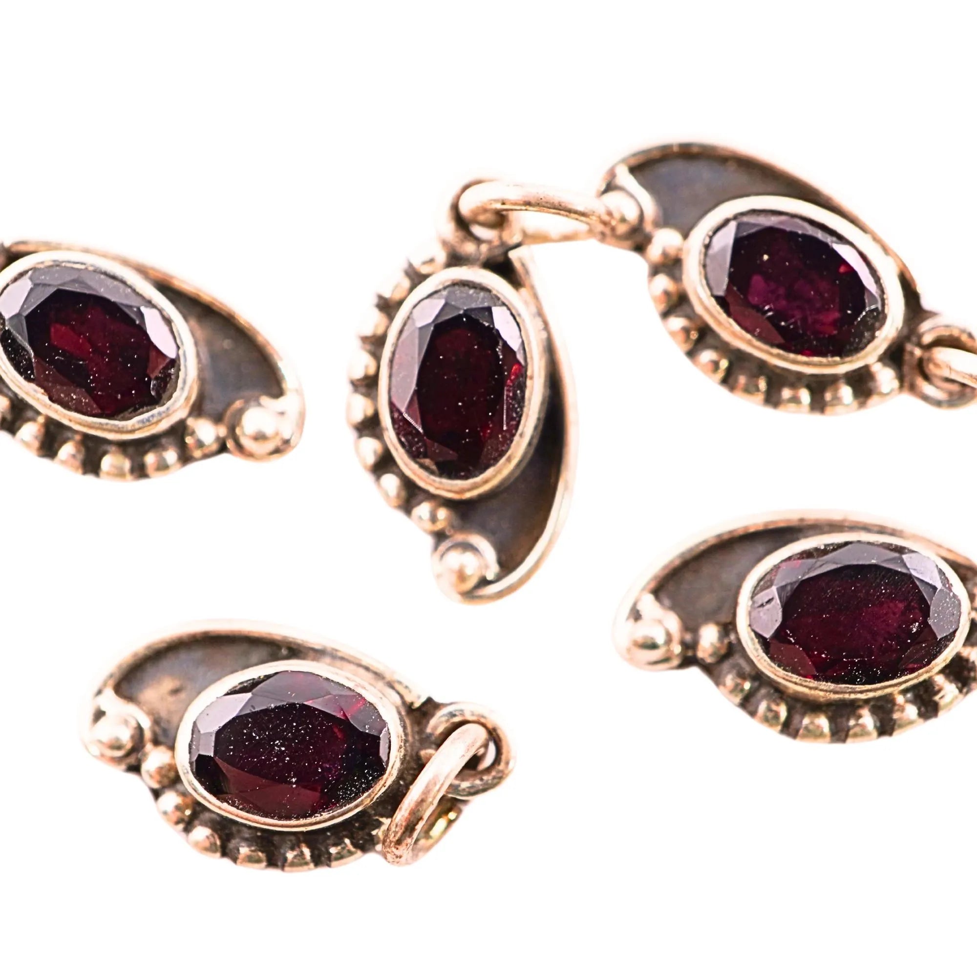 Garnet Handmade Gemstone Sterling Silver Pendant, Oxidized Silver Charms Findings,  Jewelry Making, Antique Silver, 13x8.5 MM.