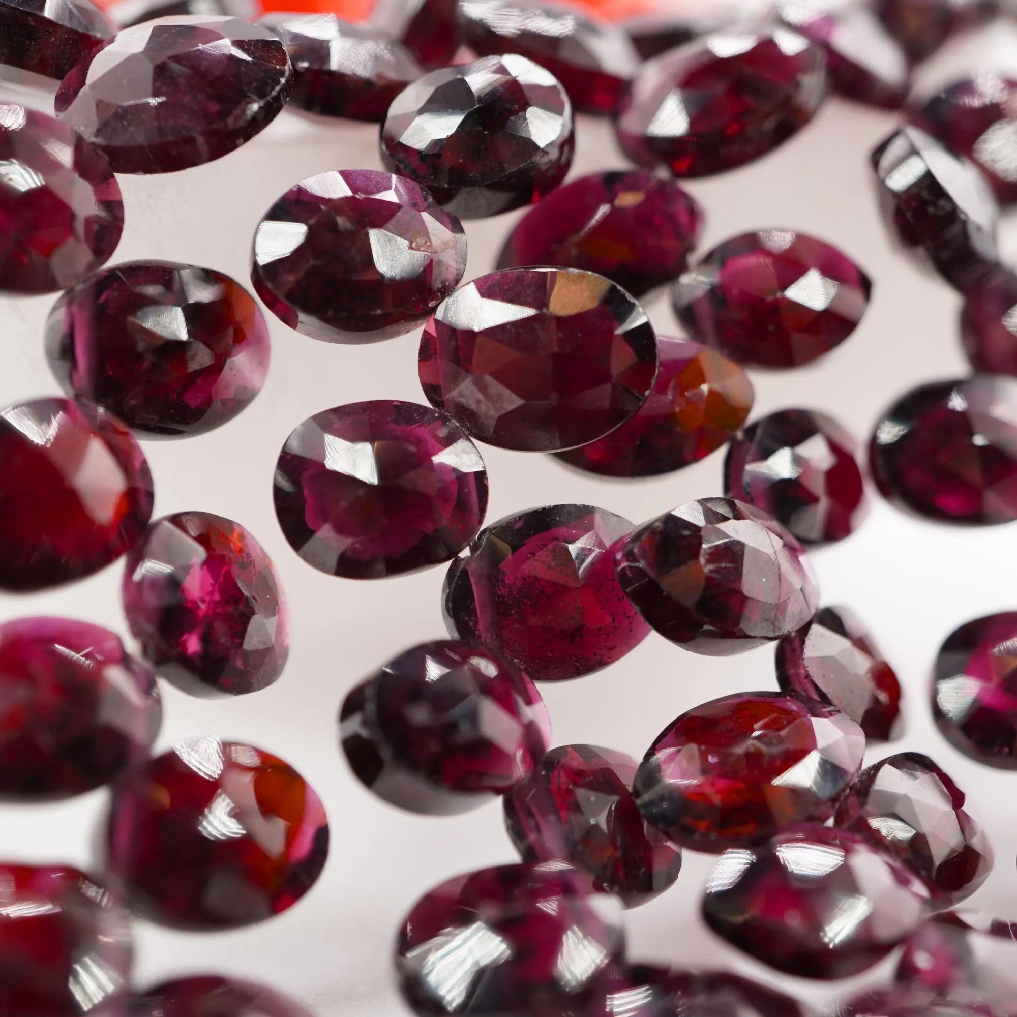 Garnet Briolette Faceted Oval Shape Gemstone Strand Beads