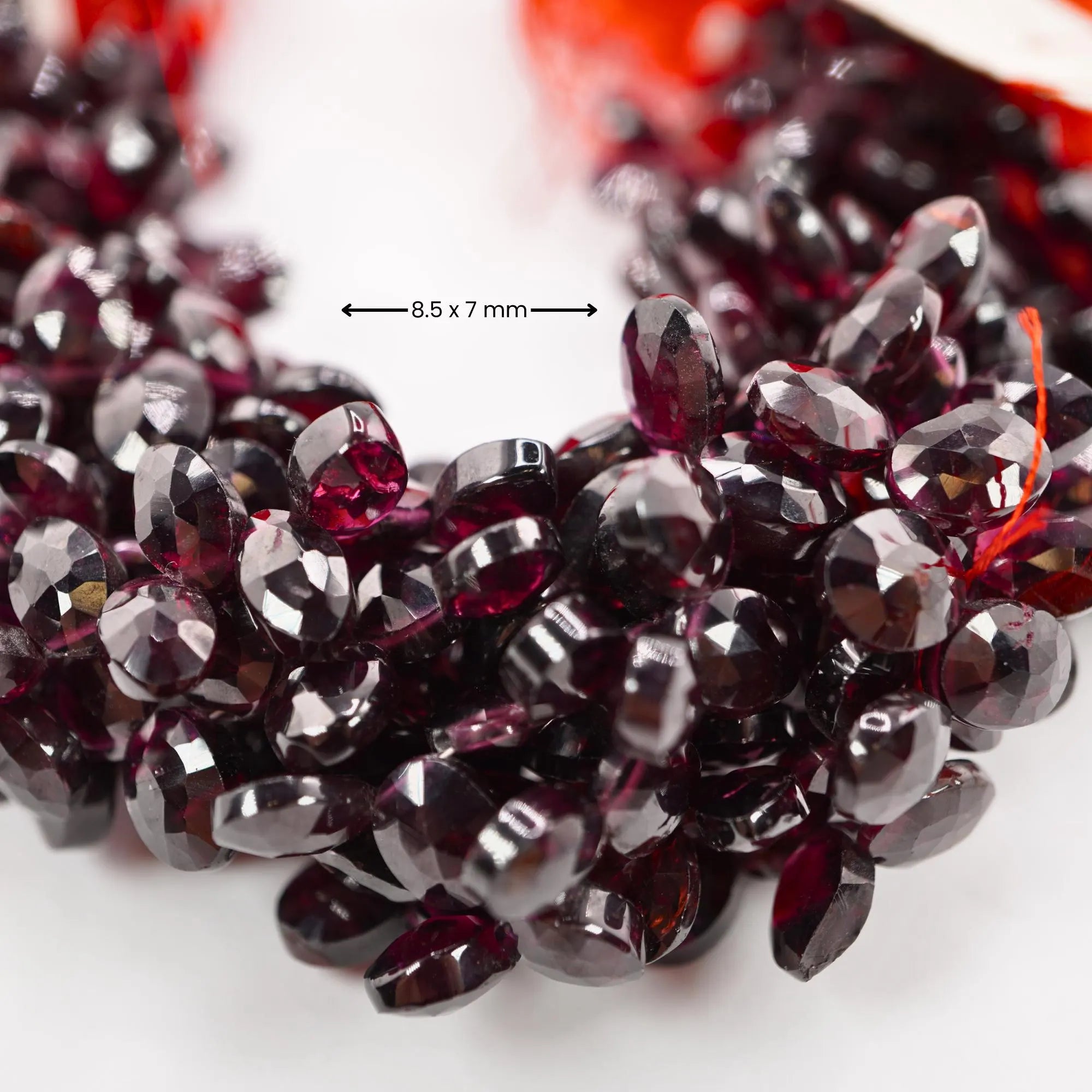 Garnet Briolette Faceted Oval Shape Gemstone Strand Beads