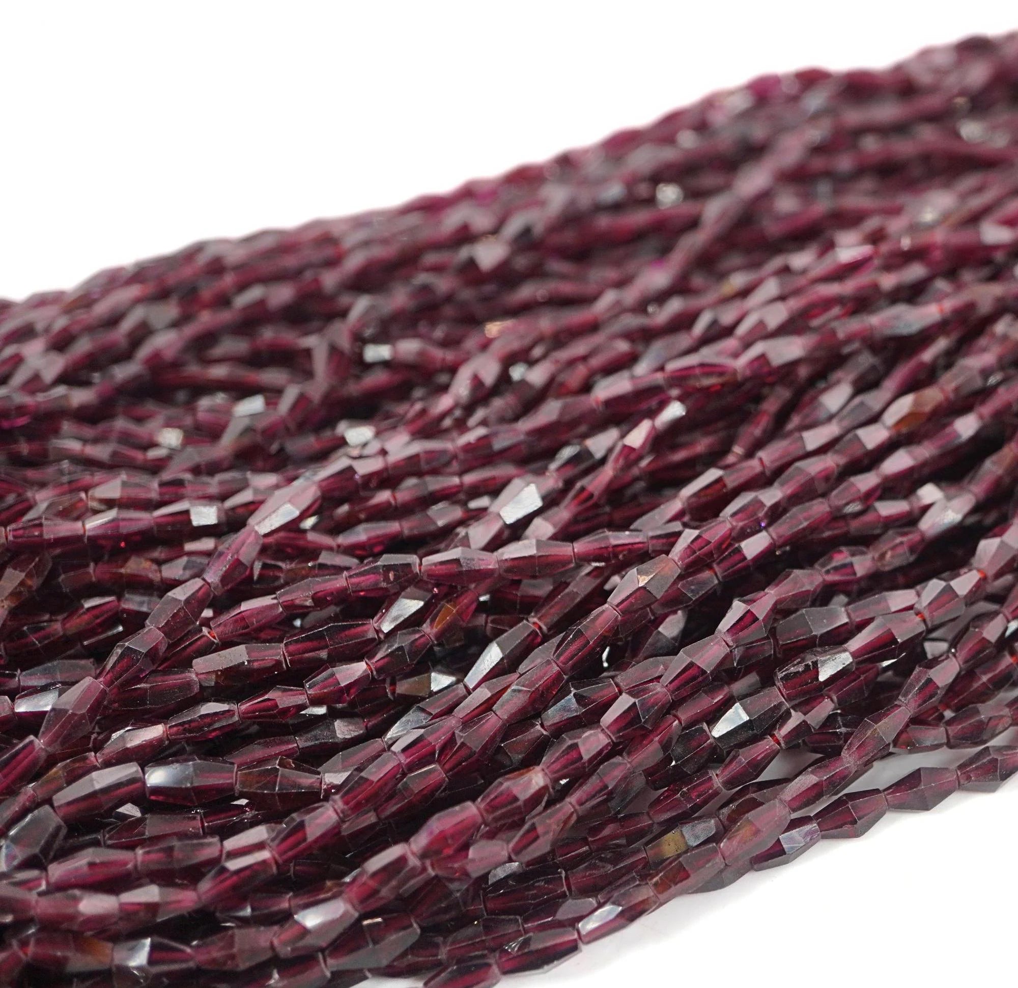 Garnet Faceted Double Cone Shape Gemstone Strand Beads
