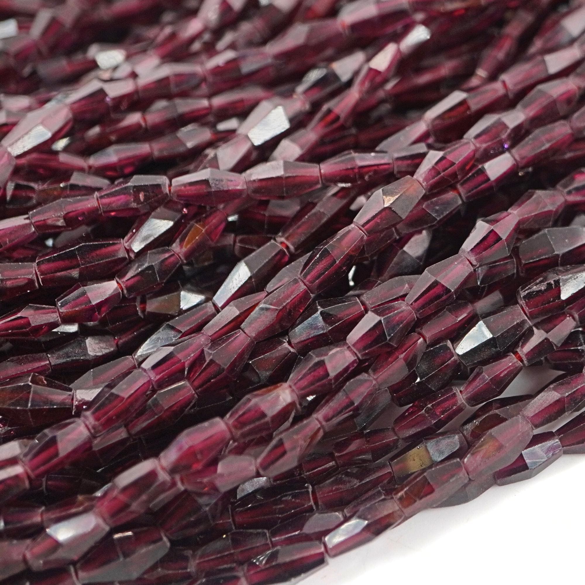 Garnet Faceted Double Cone Shape Gemstone Strand Beads