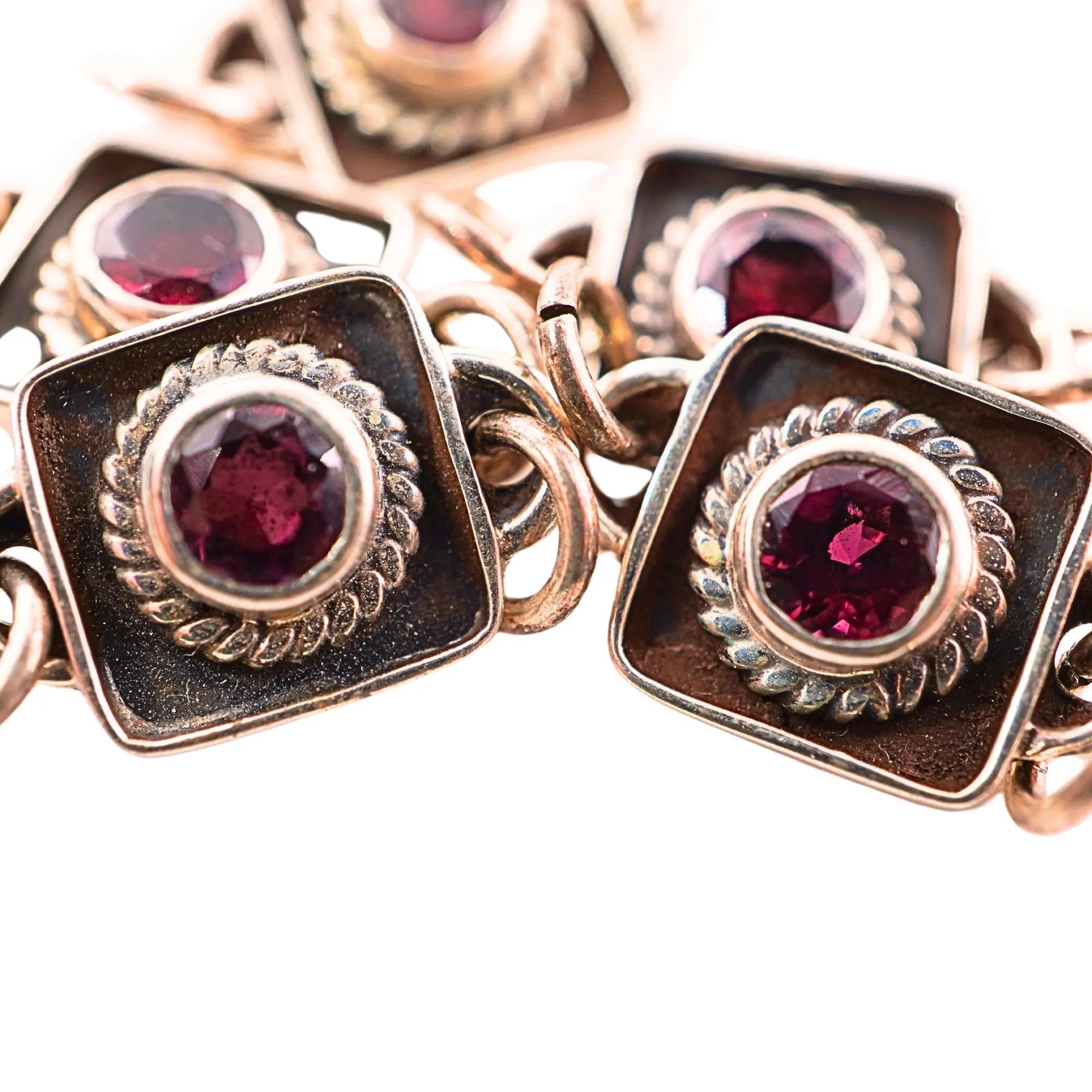 Garnet gemstone silver connector pendant