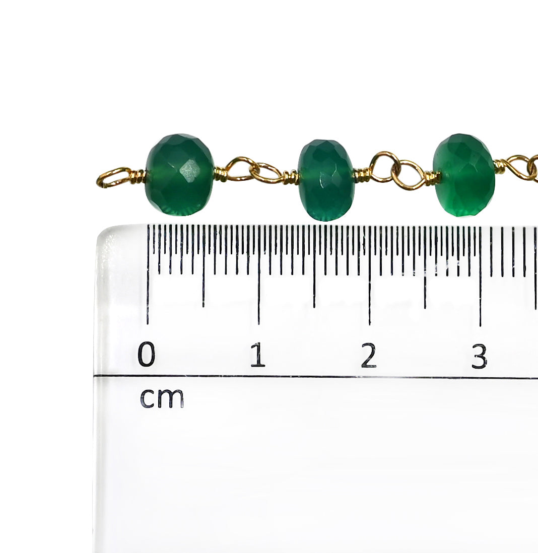 Gemstone Green Onyx Rondelle Beads Chain