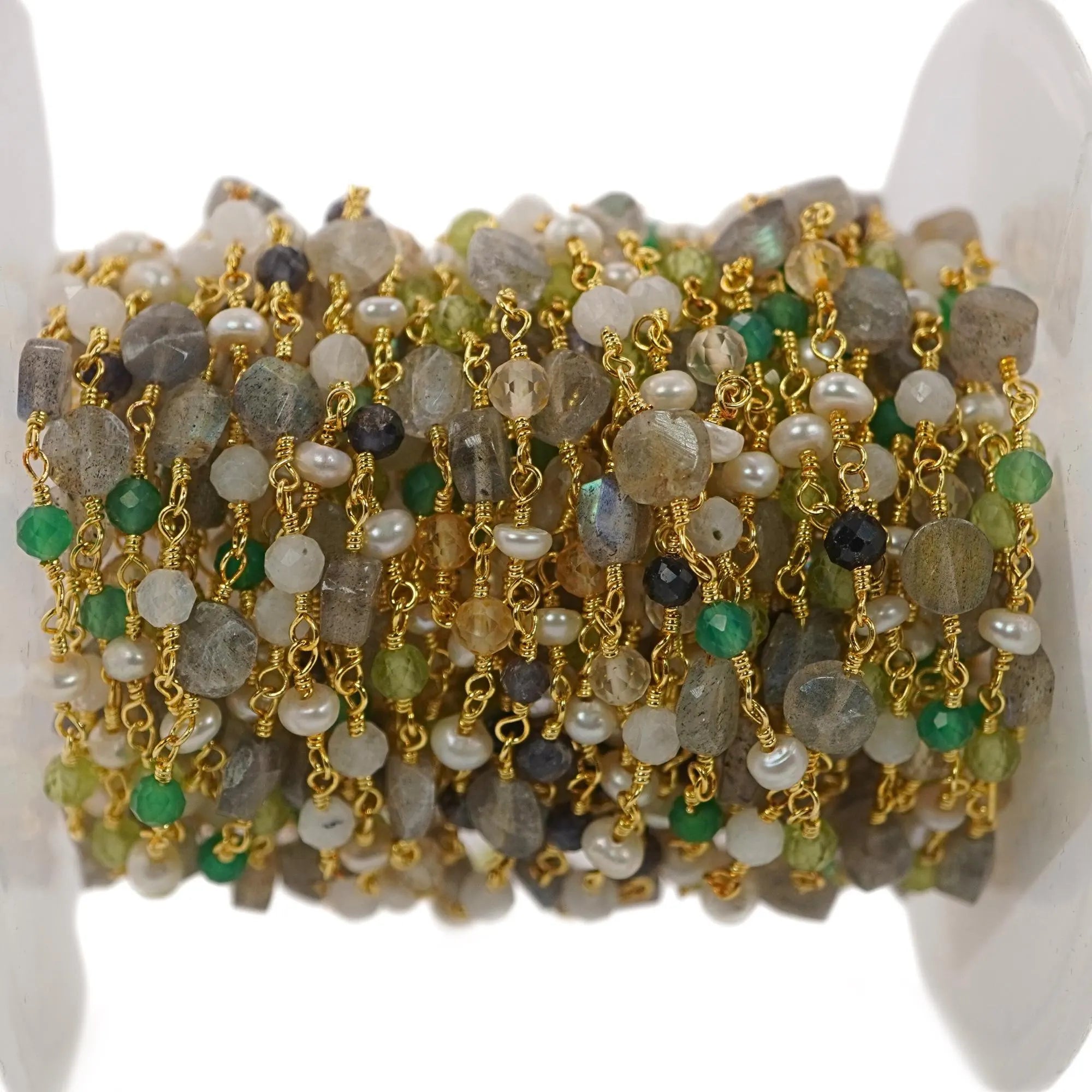 Gemstone rosary beads gold plated