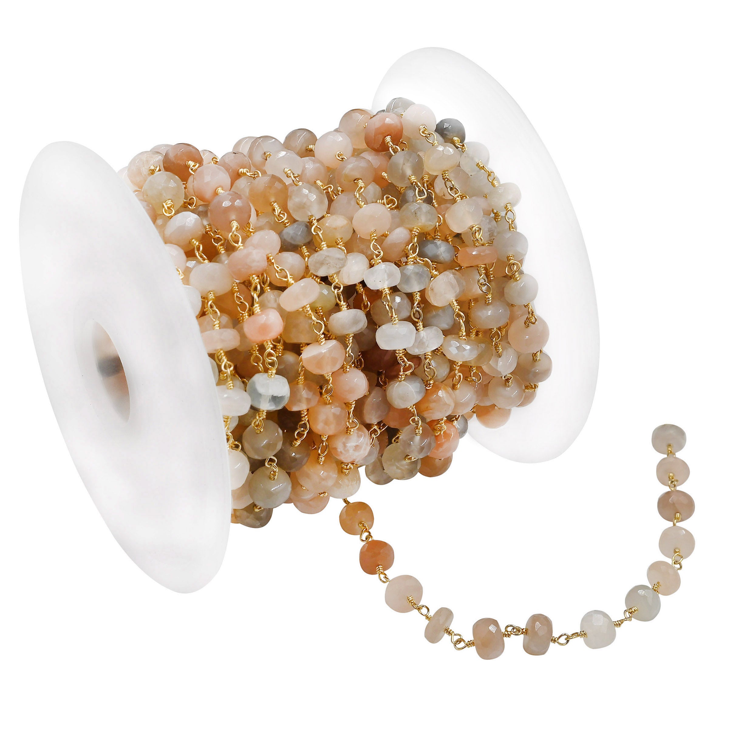 Gold Plated Wire Wrapped Chain with Moonstone Gemstone