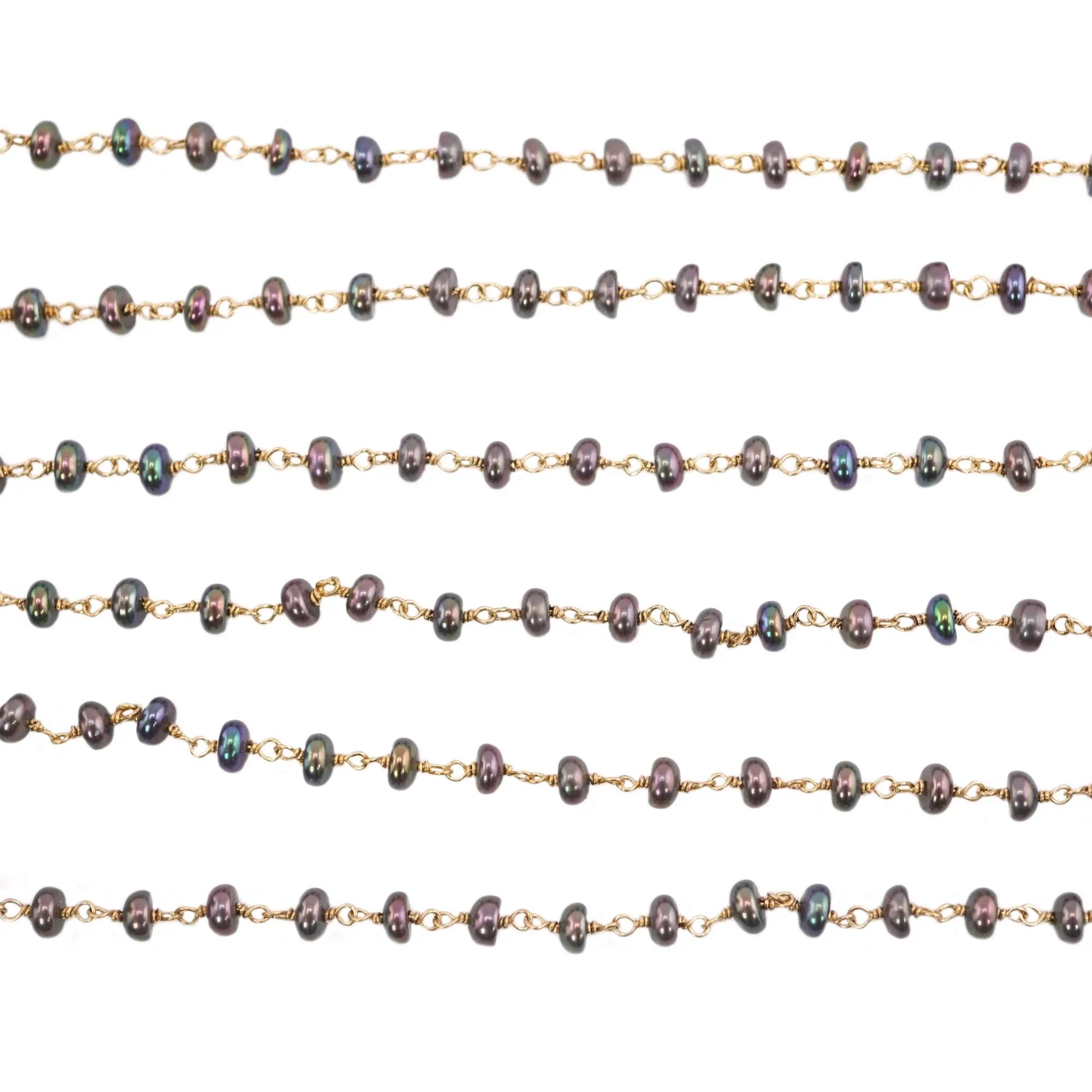 Gold plated pearl chain for jewelry