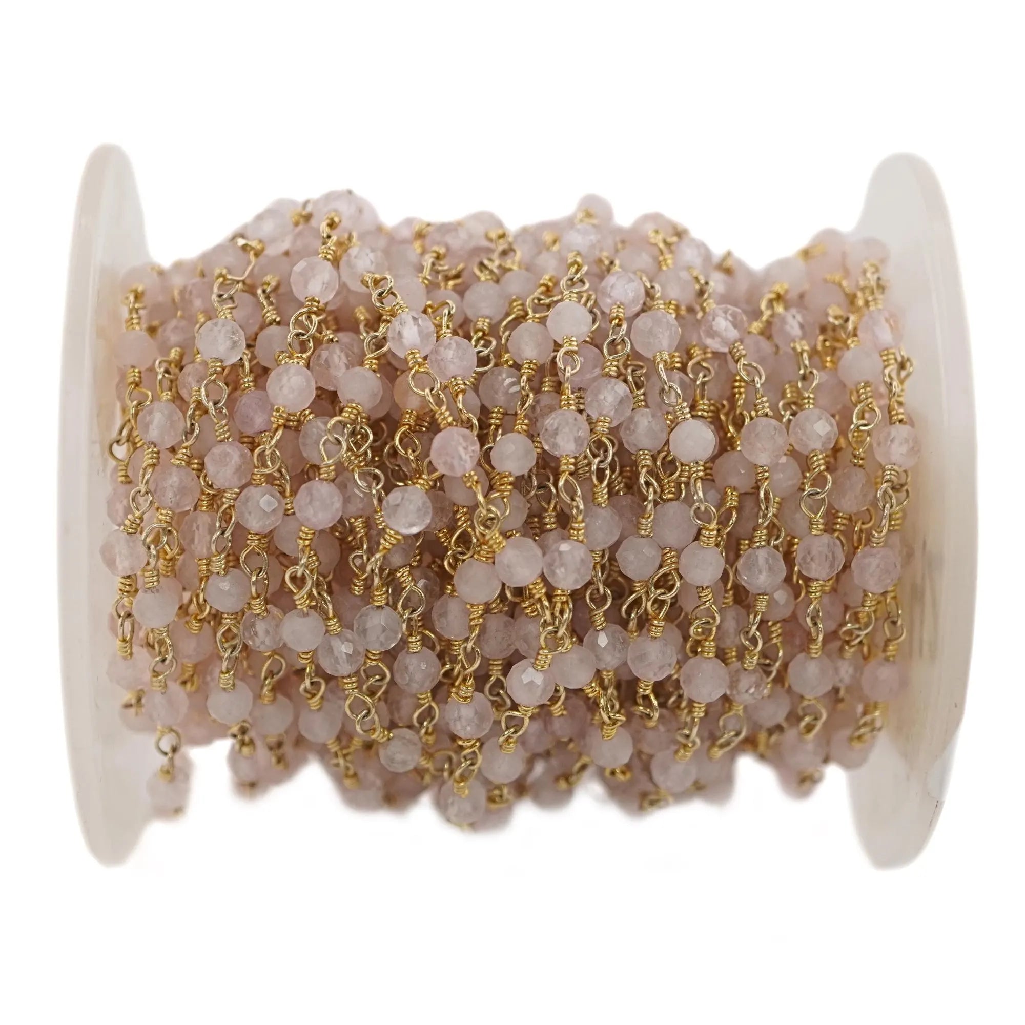 Gold plated rose quartz wire chain