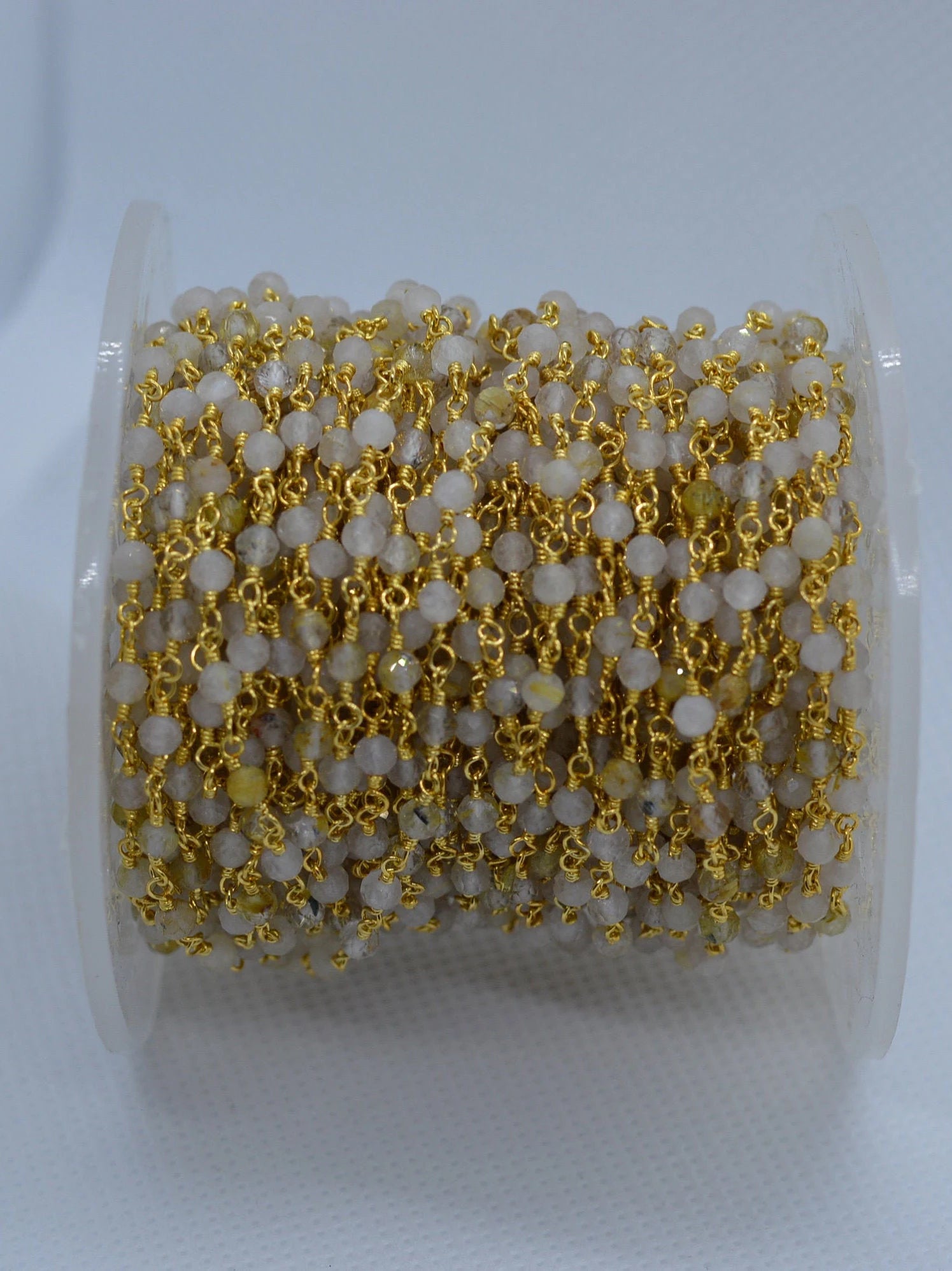 Gold plated rutile quartz gemstone chain
