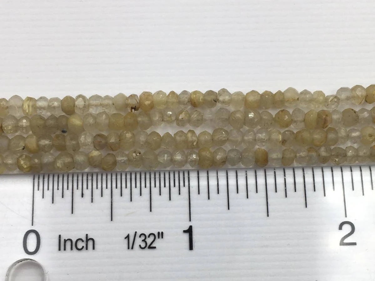 Golden Rutilated Quartz Faceted Rondelle Shape Beads