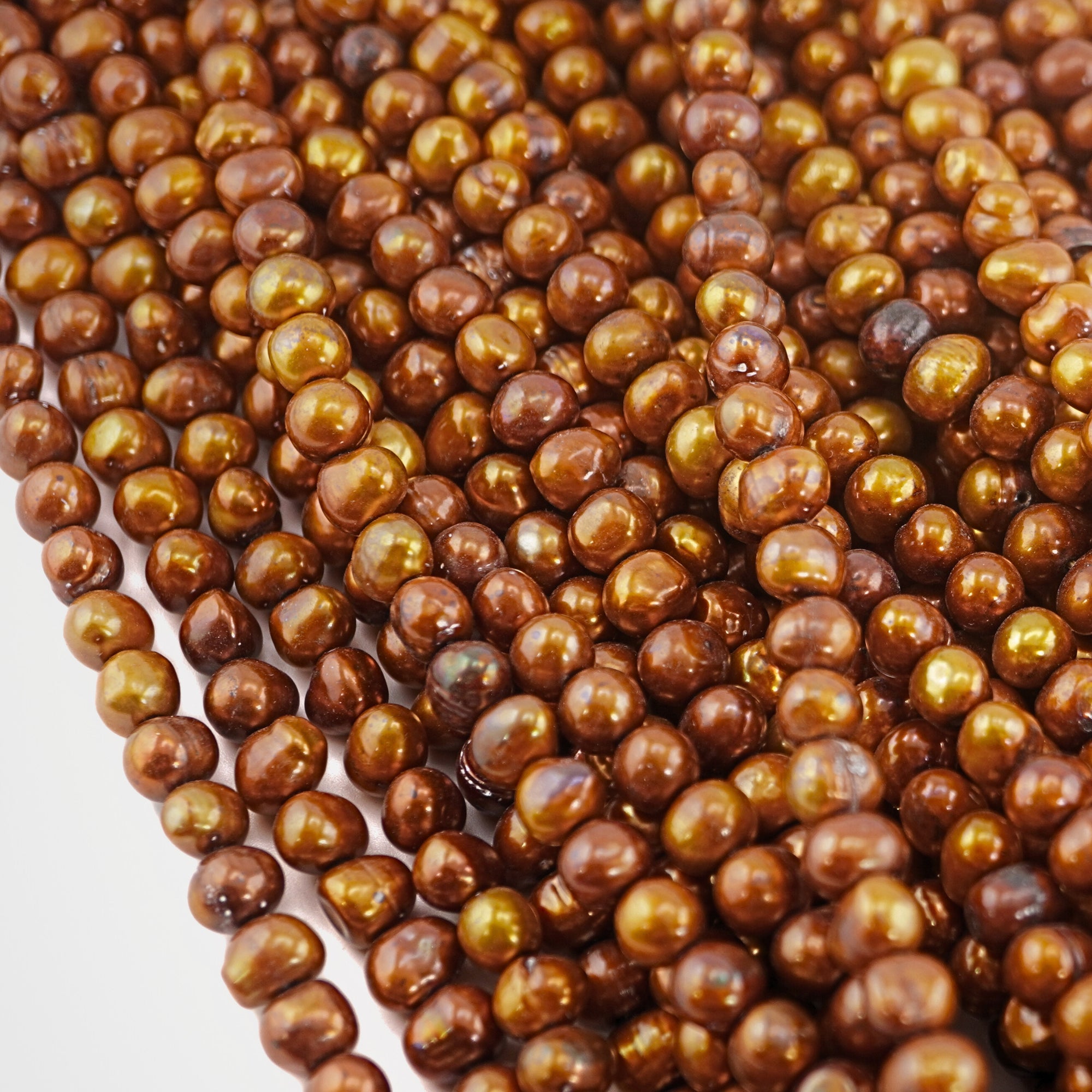 Golden pearl beads for jewelry making