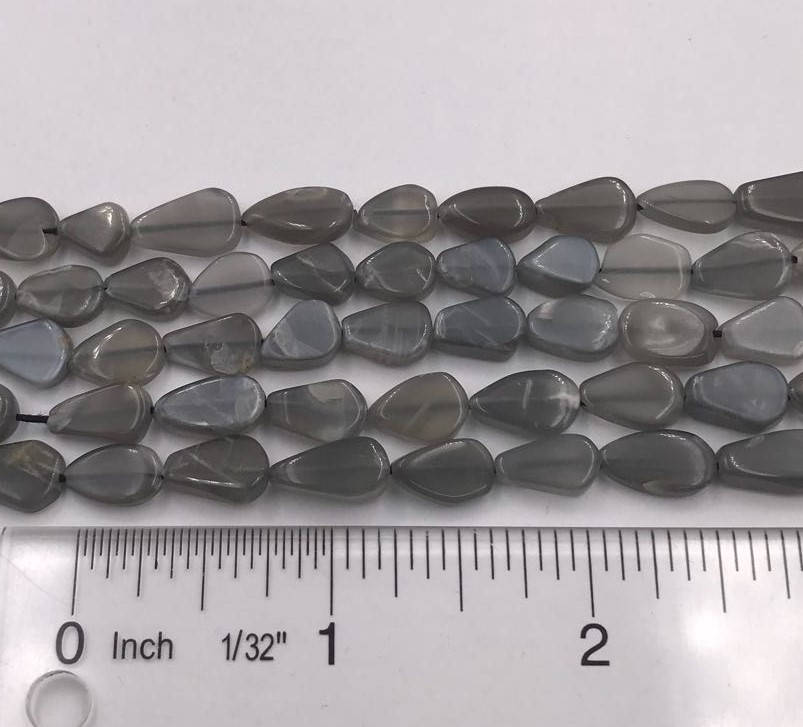 Gray Moonstone Smooth Pear Shape Gemstone Stand Beads