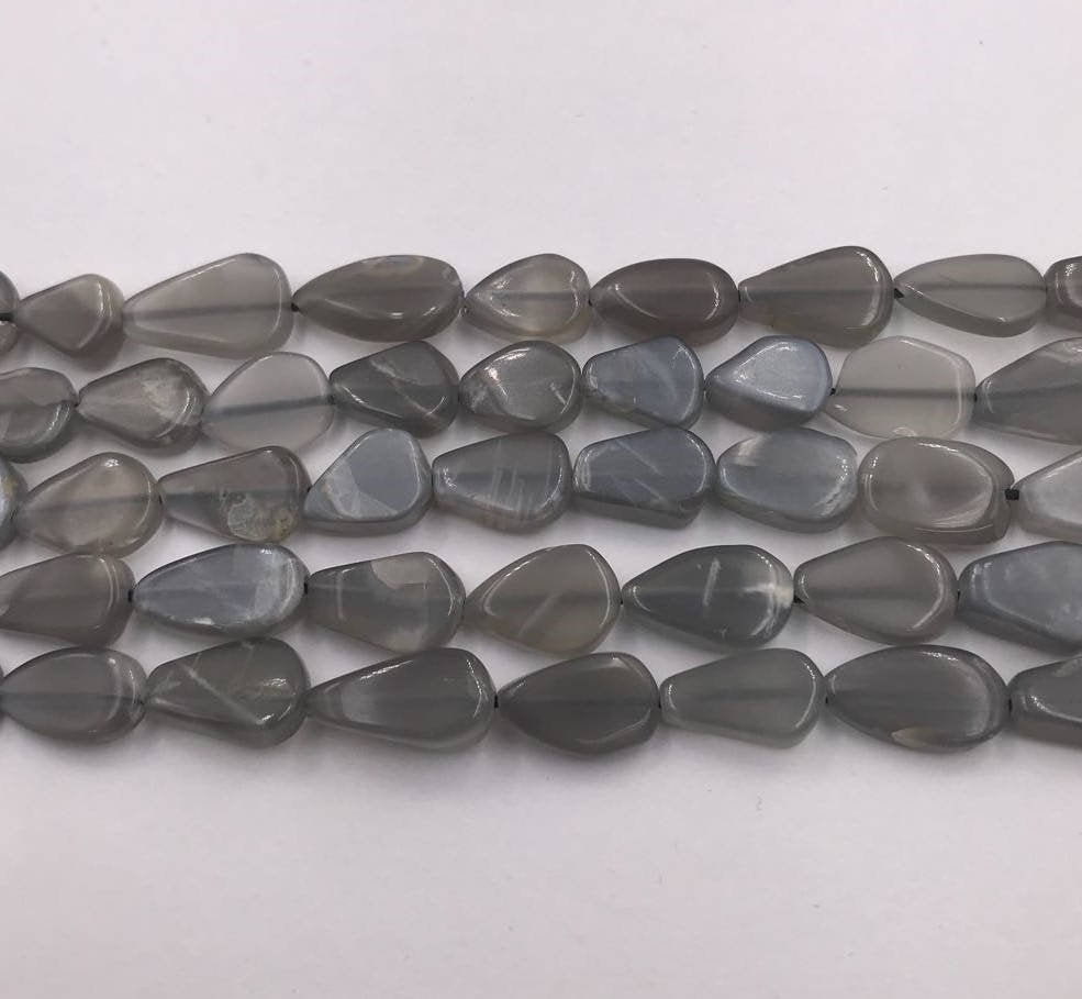 Gray Moonstone Smooth Pear Shape Gemstone Stand Beads