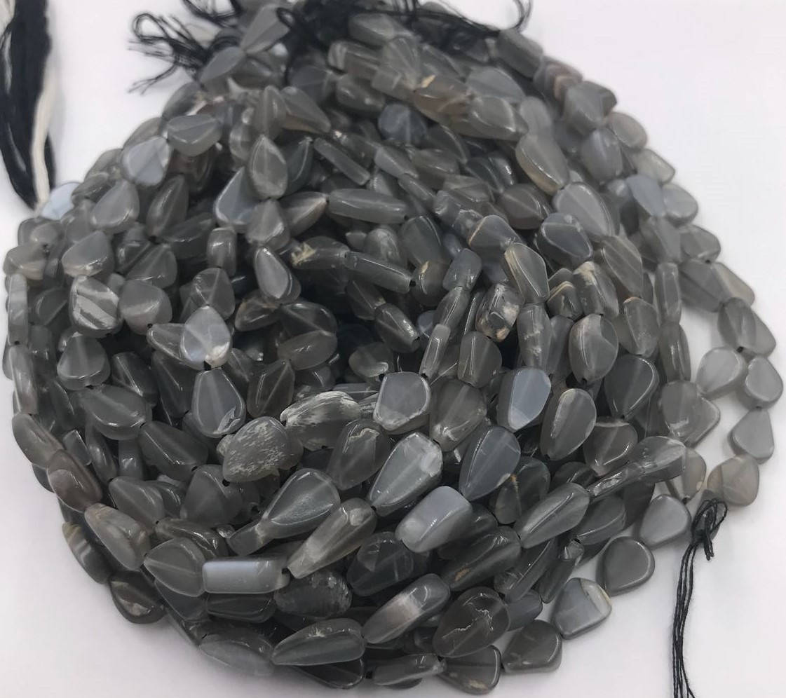 Gray Moonstone Smooth Pear Shape Gemstone Stand Beads