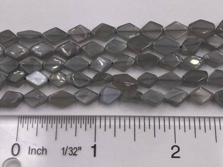 Gray Moonstone Smooth Diamond Shape Gemstone Stand Beads