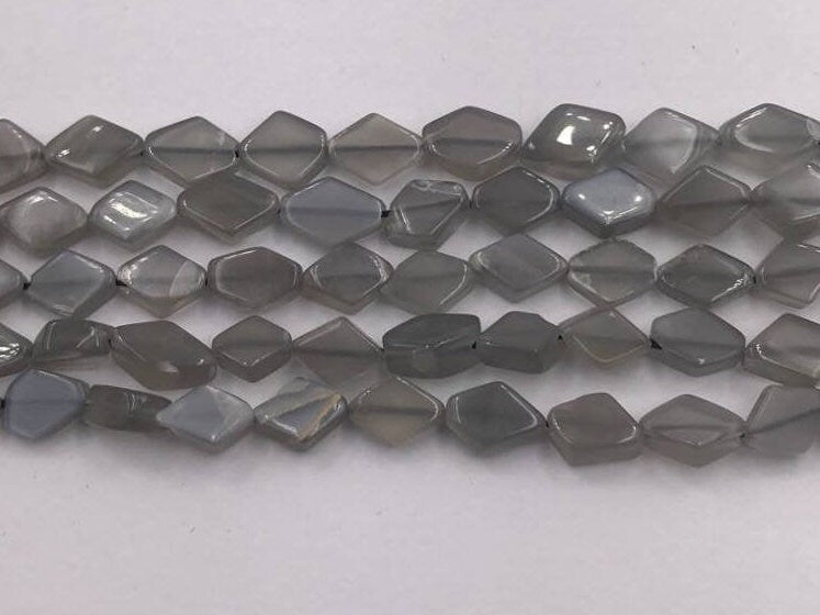 Gray Moonstone Smooth Diamond Shape Gemstone Stand Beads