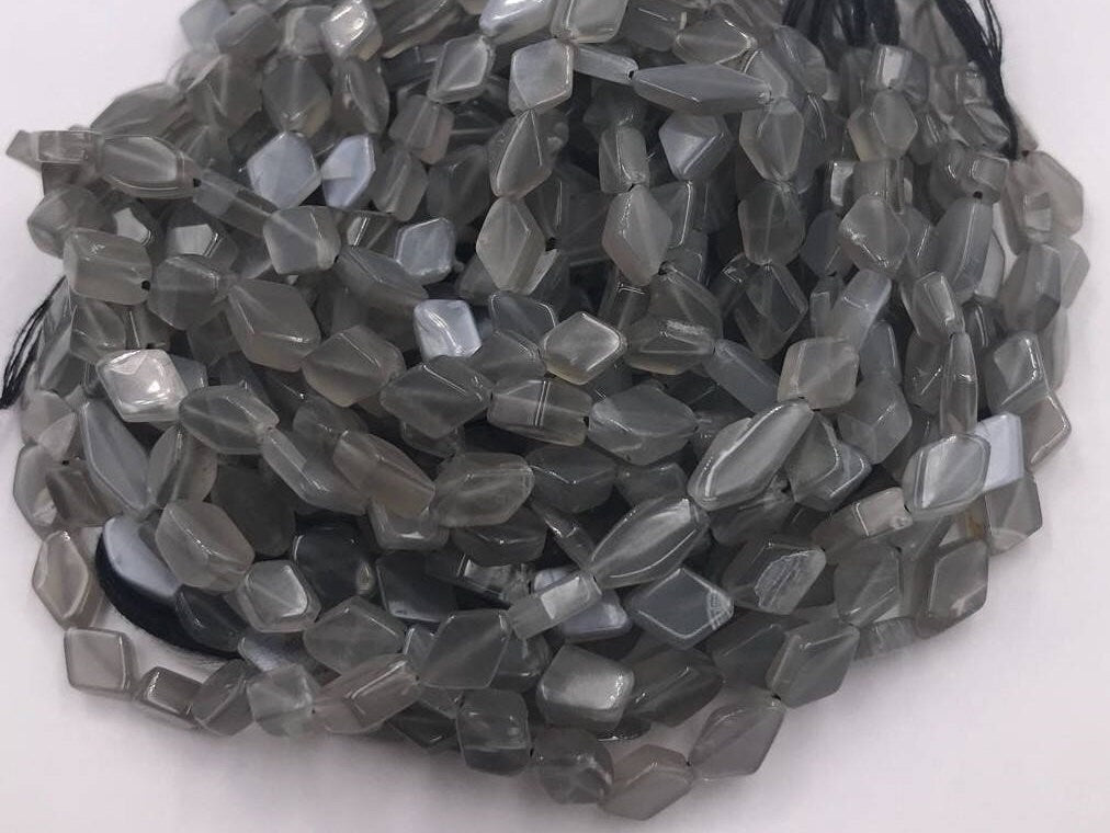 Gray Moonstone Smooth Diamond Shape Gemstone Stand Beads